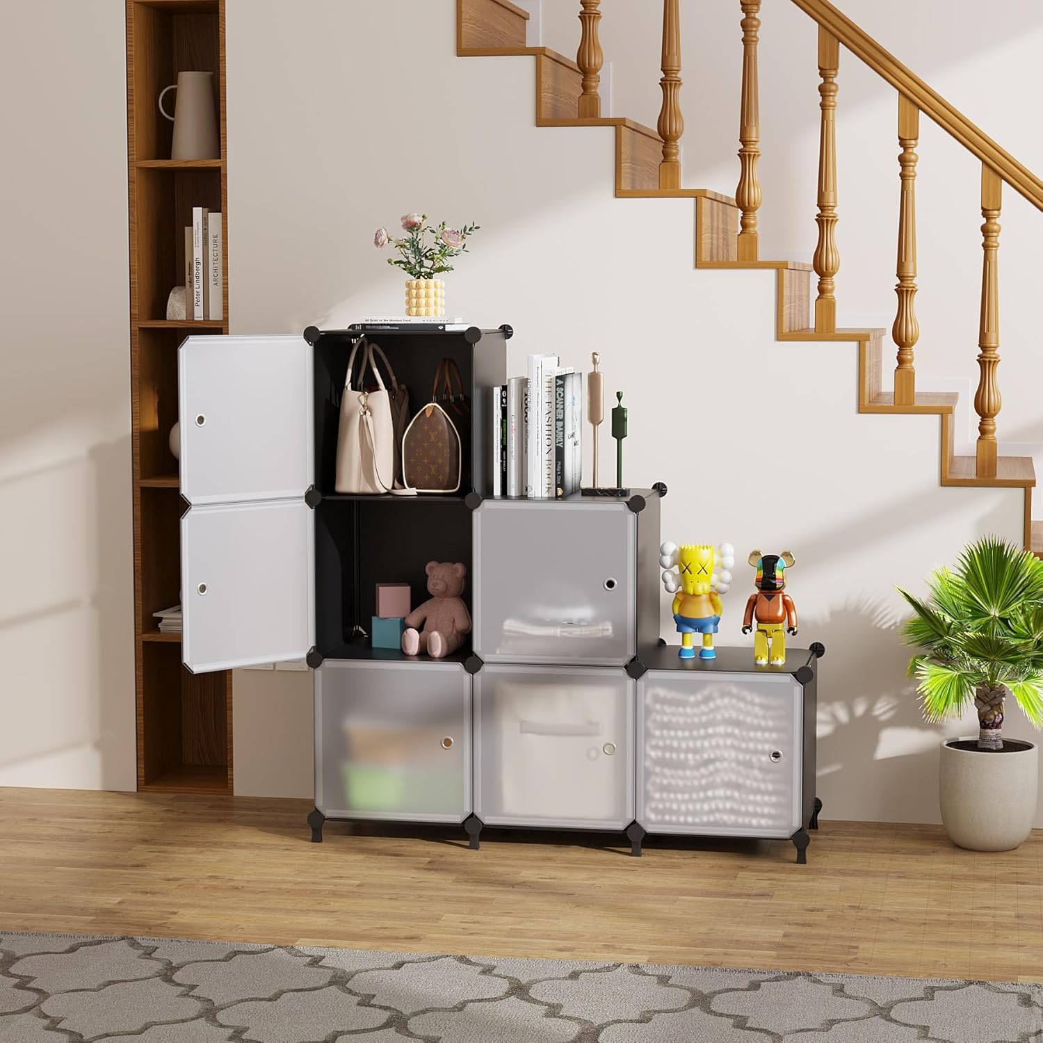 Thumbnail 4 de ATTDETJL 6-Cube Storage Unit with Doors (ATTSL6001) – Black 30x30x30cm compartments