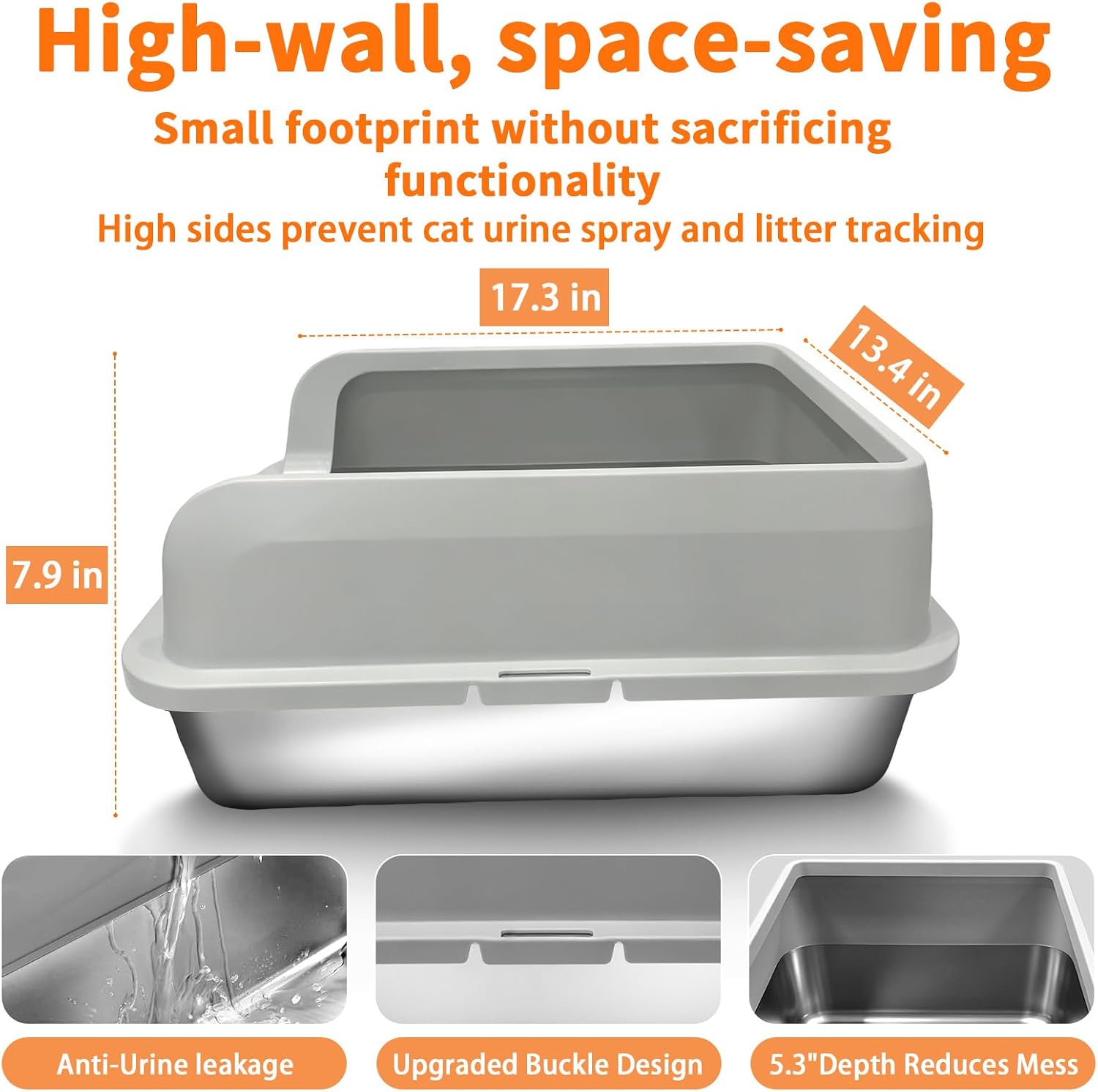 Detalle 2 de Camvivid Cam-US-OTCLBox-abs-2-1 Stainless Steel Cat Litter Box with Lid