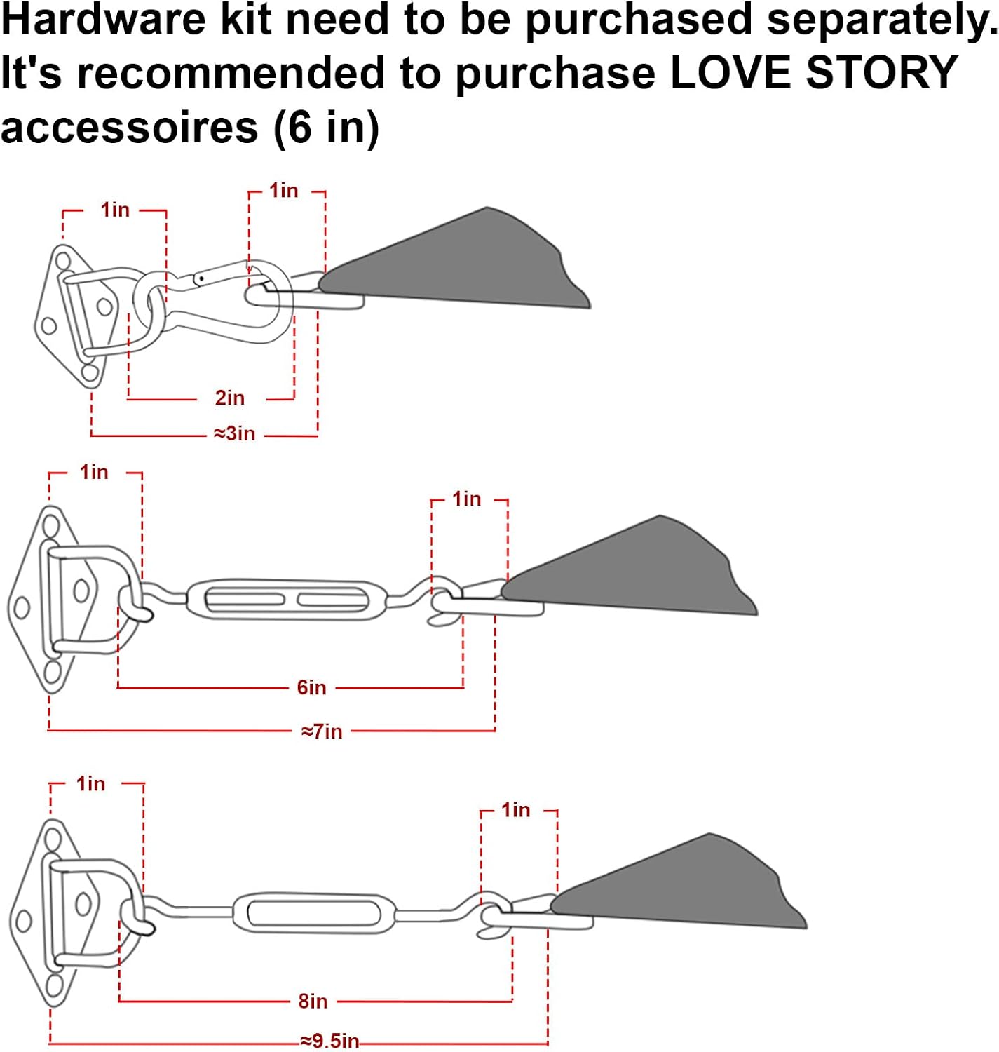 Detalle de LOVE STORY Sun Shade Sail 12' x 16