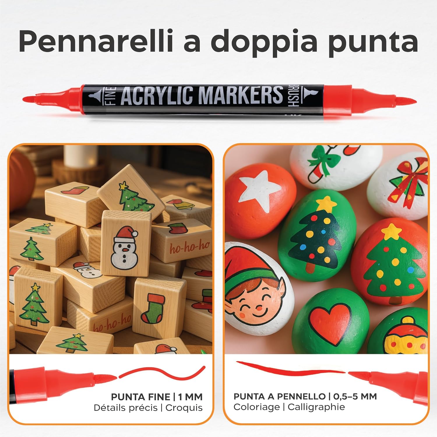 Thumbnail 2 de Zenacolor Pennarelli Acrilici a Doppia Punta Fine e Pennello, 48 colori – per superfici diverse e decorazioni