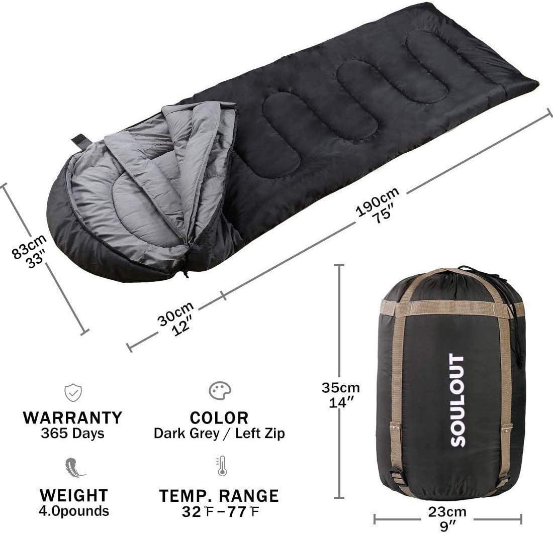 Thumbnail 1 de SOULOUT 3-4 Season Sleeping Bag for Adults & Kids: Lightweight, Waterproof, and Packable