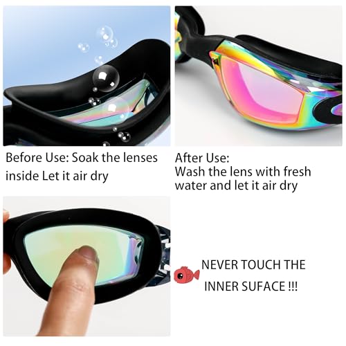 Detalle de MUETKNYE Swim Goggles 2 Pack: Anti-Fog, Leak-Free Fit Aqua/Rose