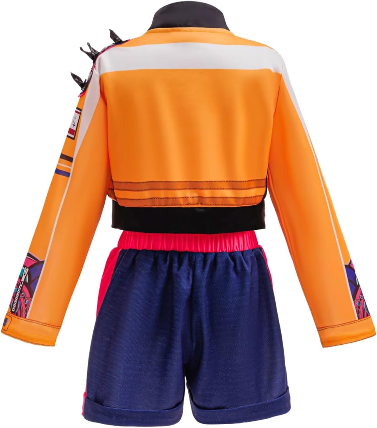 Detalle 2 de Tangsenyu Kids Orange Costume for Girls – Jacket, T-shirt & Shorts Fancy Outfit