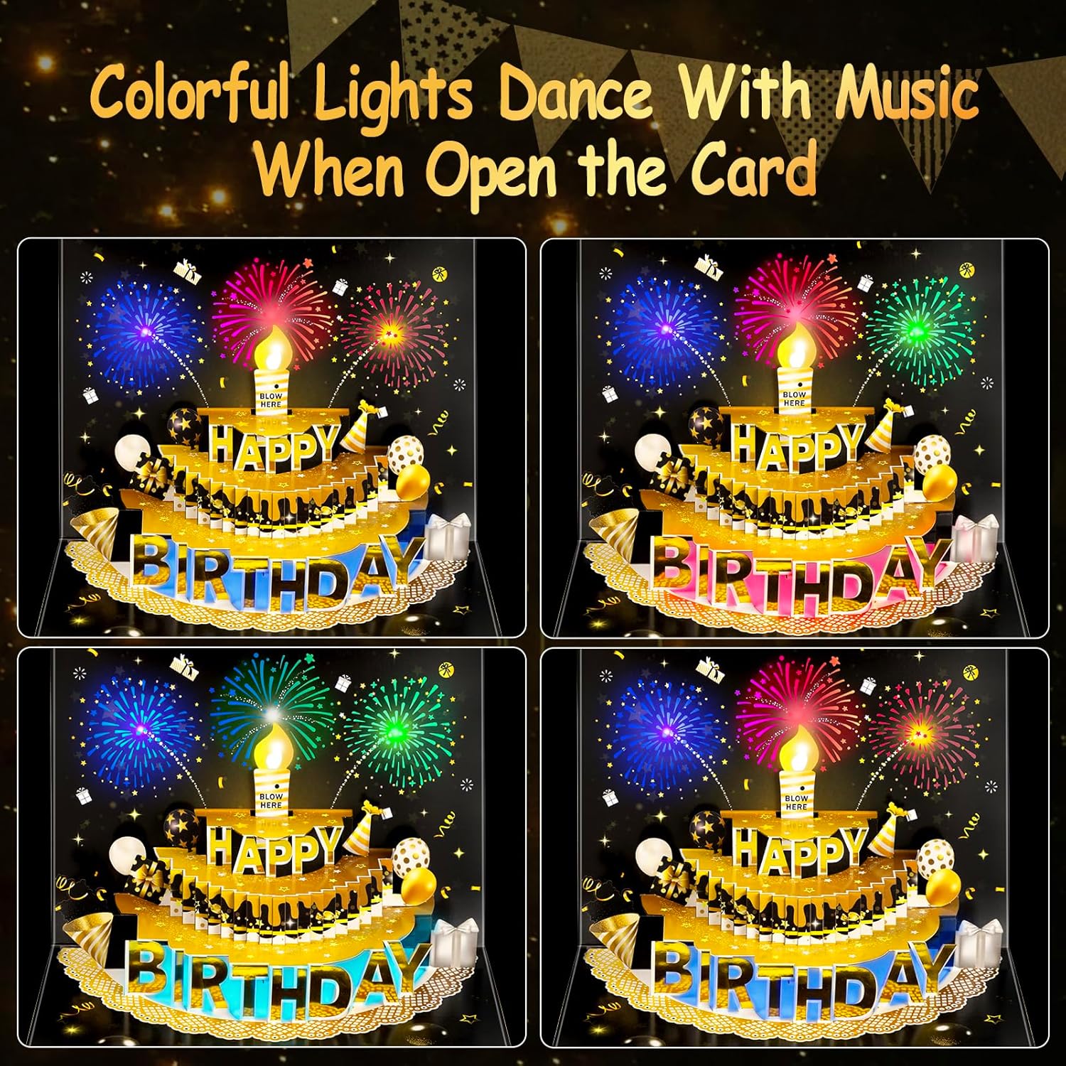 Thumbnail 1 de 3D Pop Up Birthday Card with Lights and Sound 🎴