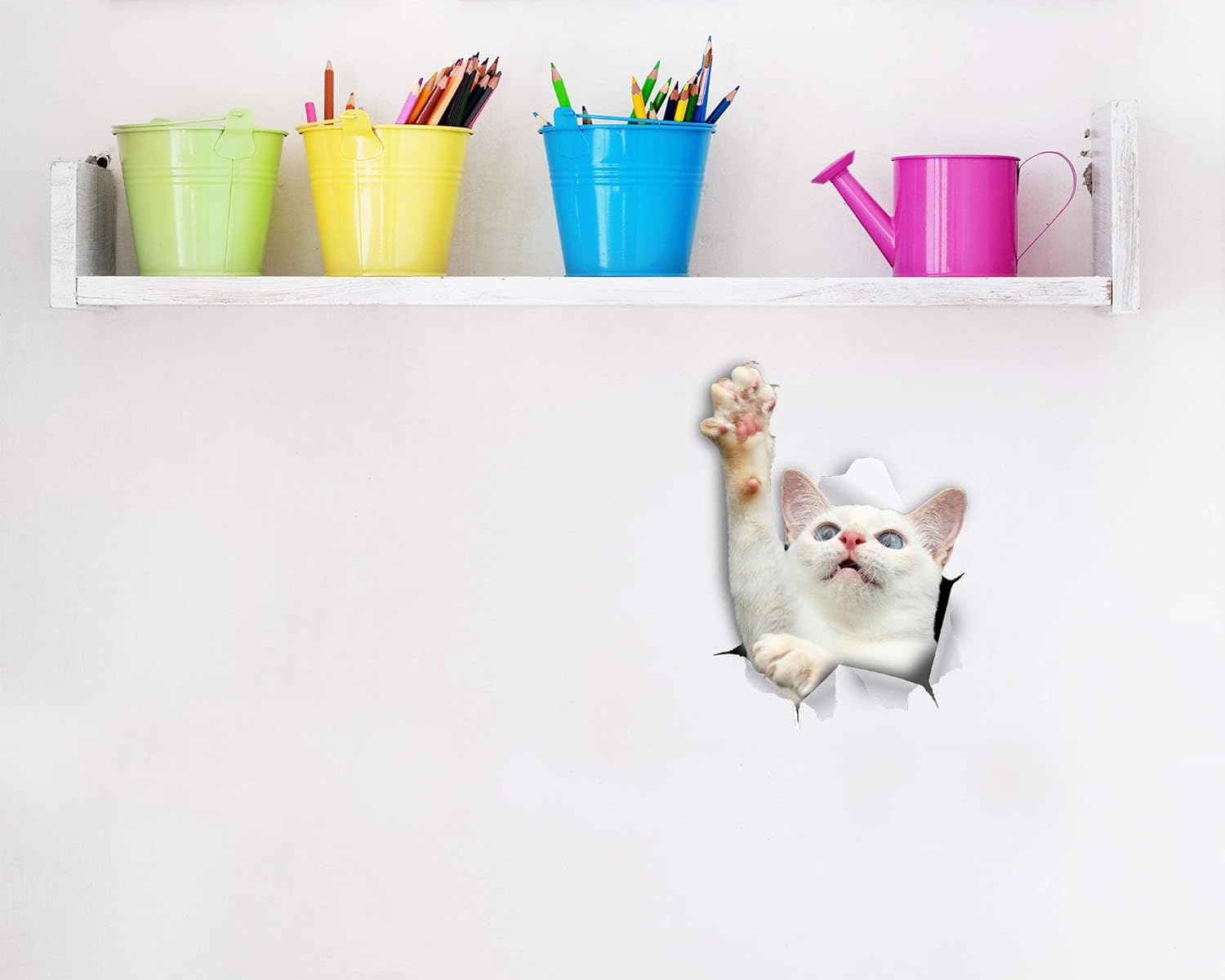 Thumbnail 2 de Winston & Bear 3D Cat Stickers – 2 Pack (White Reaching Cat)