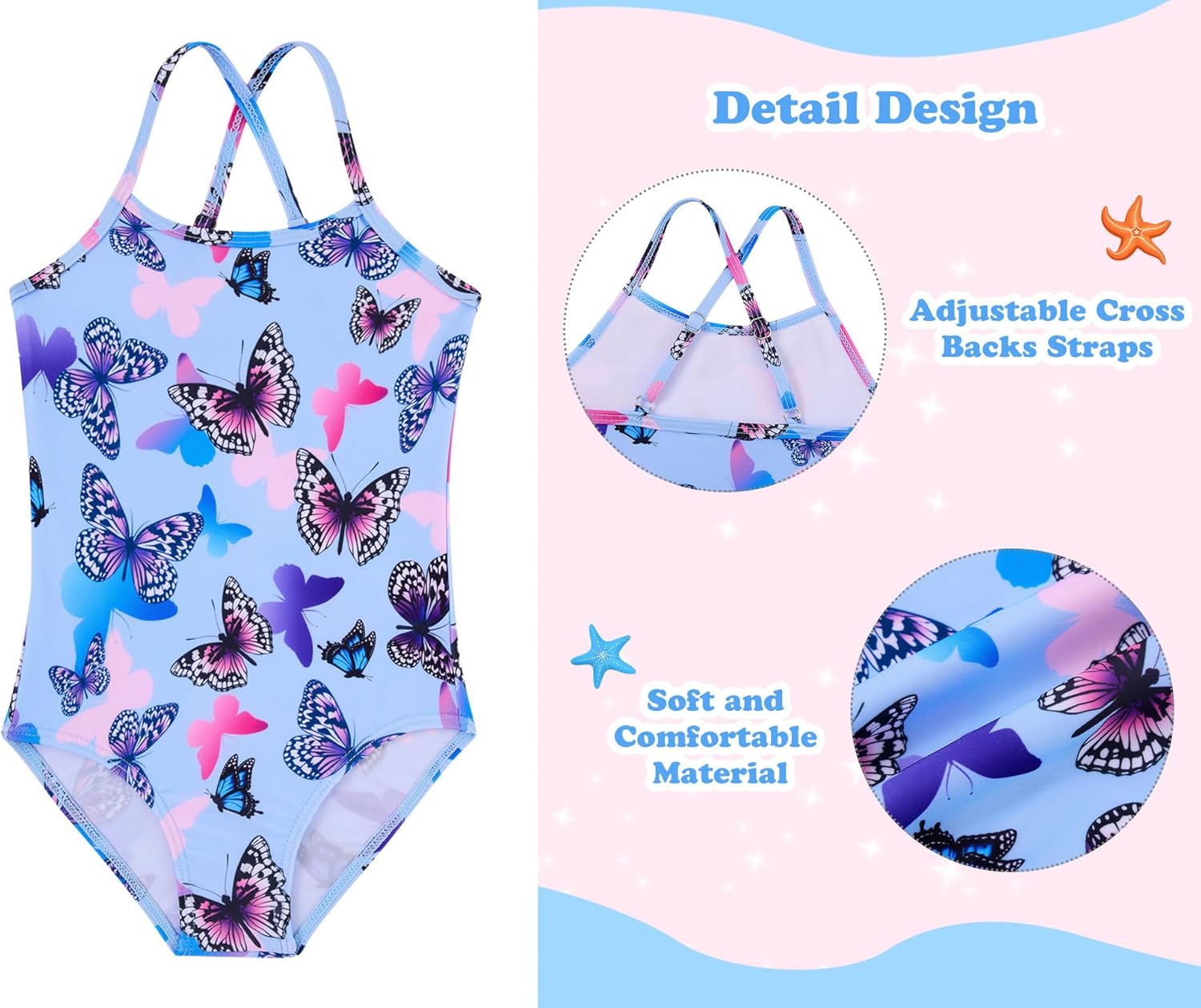 Thumbnail 1 de Kids4ever Girls Swimming Costume 2 Piece Quick Dry Breathable Bikini Set (2-7 Years)