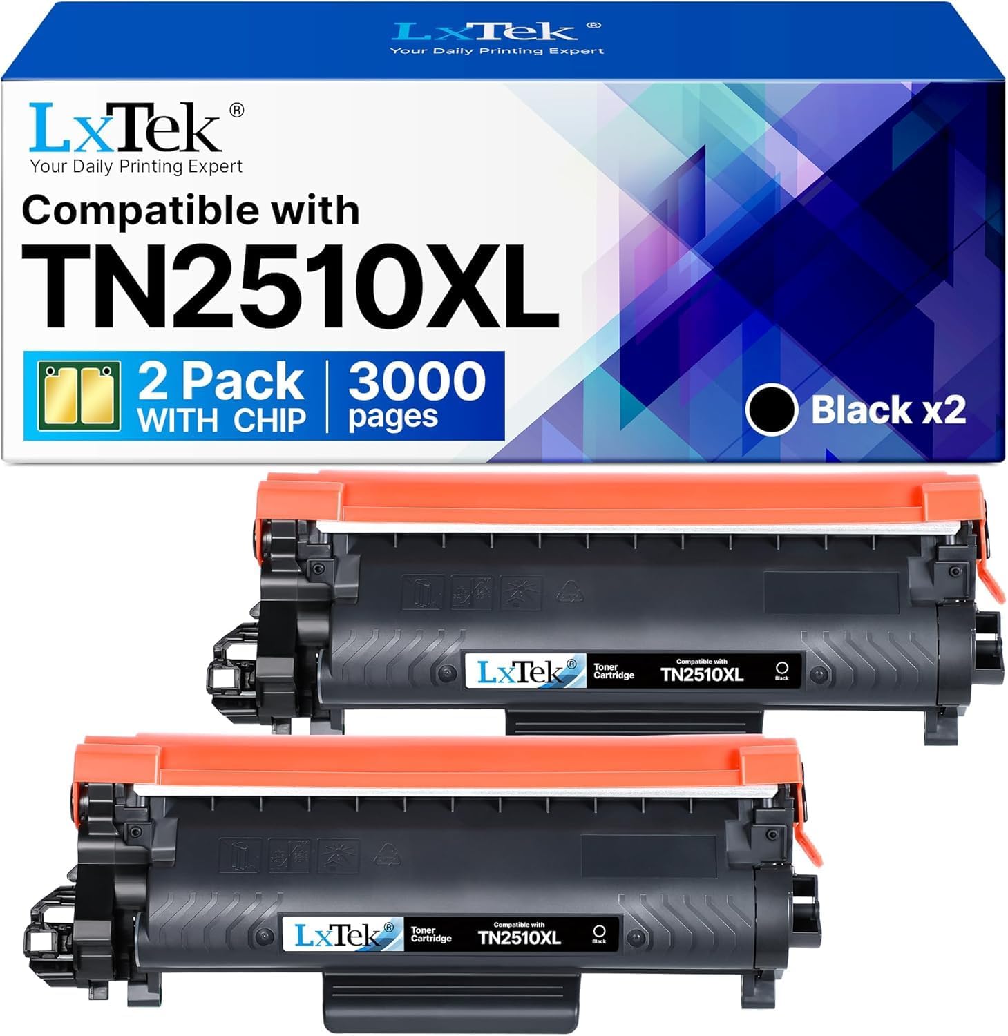 Detalle de LxTek TN2510XL – 2er-Pack Schwarz kompatibel mit Brother MFC-L2800DW, MFC-L2835DW, MFC-L2860DWund mehr (TN2510XL/ TN2510)