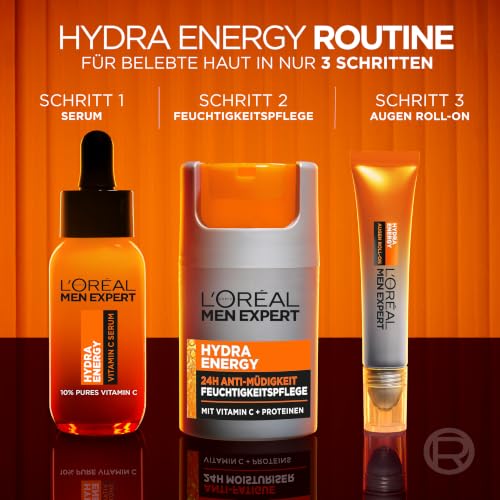 Detalle 1 de L’Oréal Men Expert Hydra Energy Augen Roll-On – Belebende Pflege für müde Augen (10 ml)