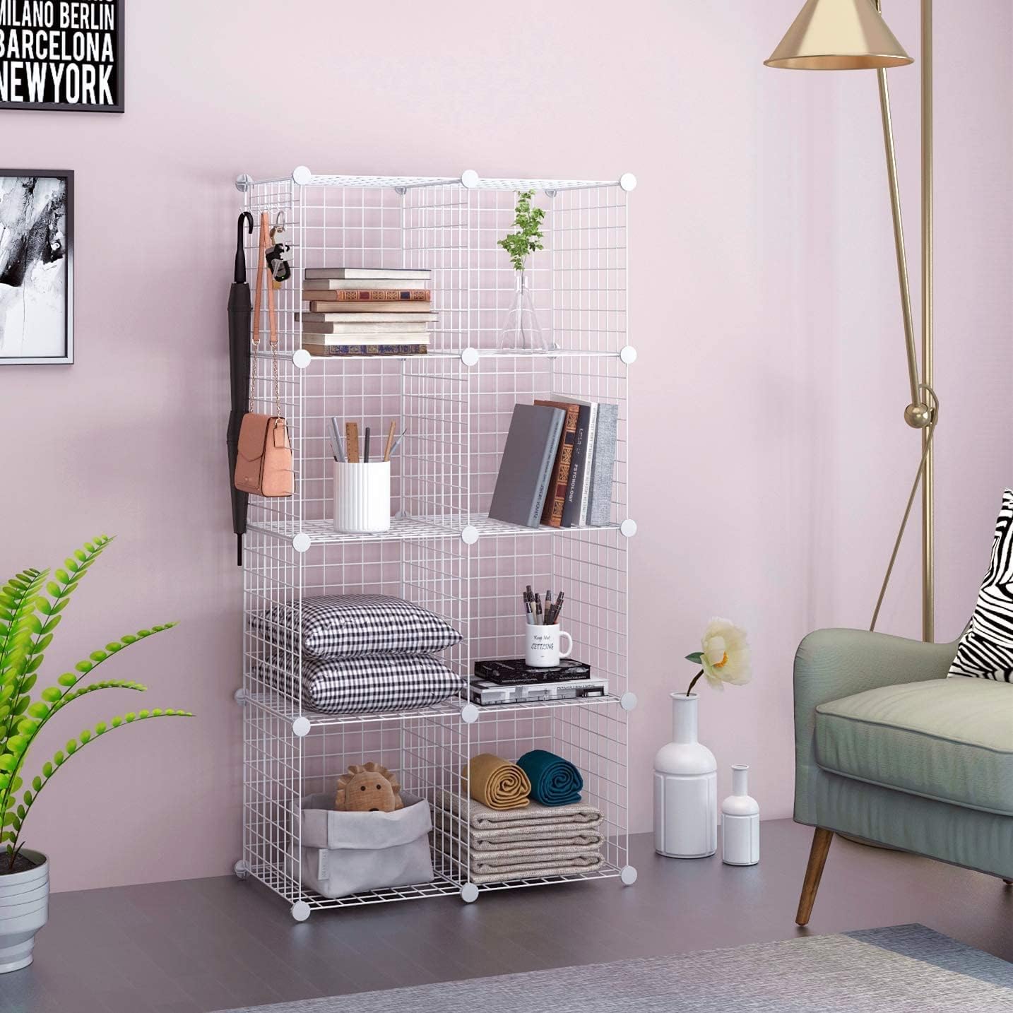 Thumbnail 1 de C&AHOME TWJ3008A 8-Cube Metal Wire Storage Organizer, White