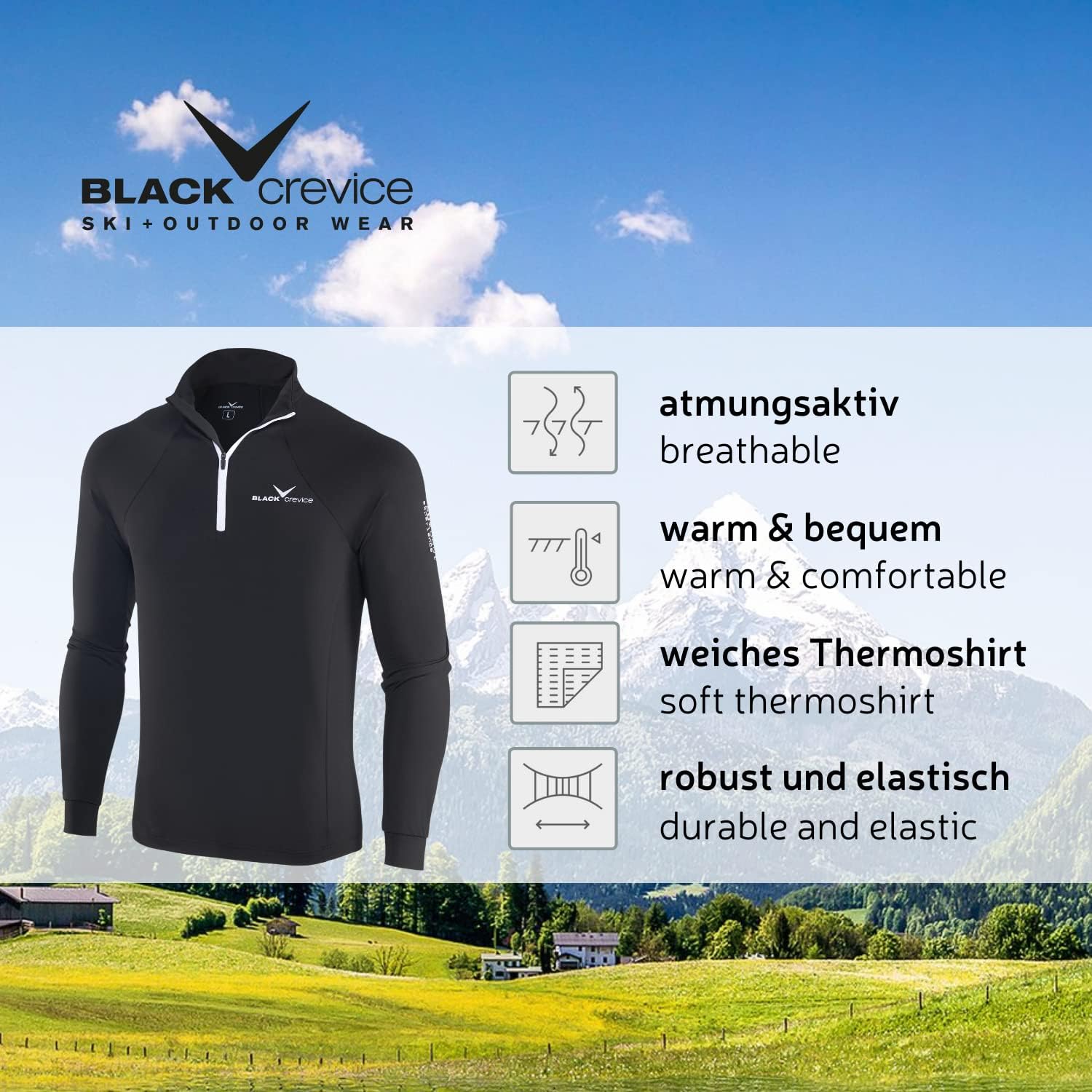 Thumbnail 1 de Black Crevice BCR1120: Maglia Funzionale da Uomo a Maniche Lunghe, ideale come dolcevita per sport invernali