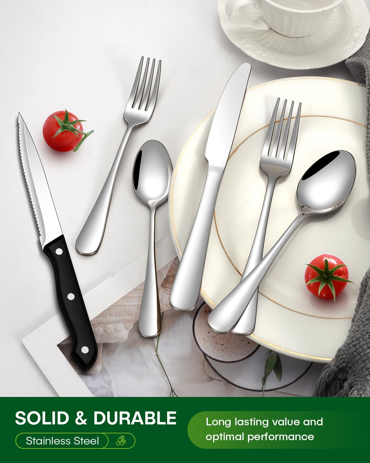 Detalle 2 de PHILIPALA 24-Piece Stainless Steel Flatware Set with Steak Knives