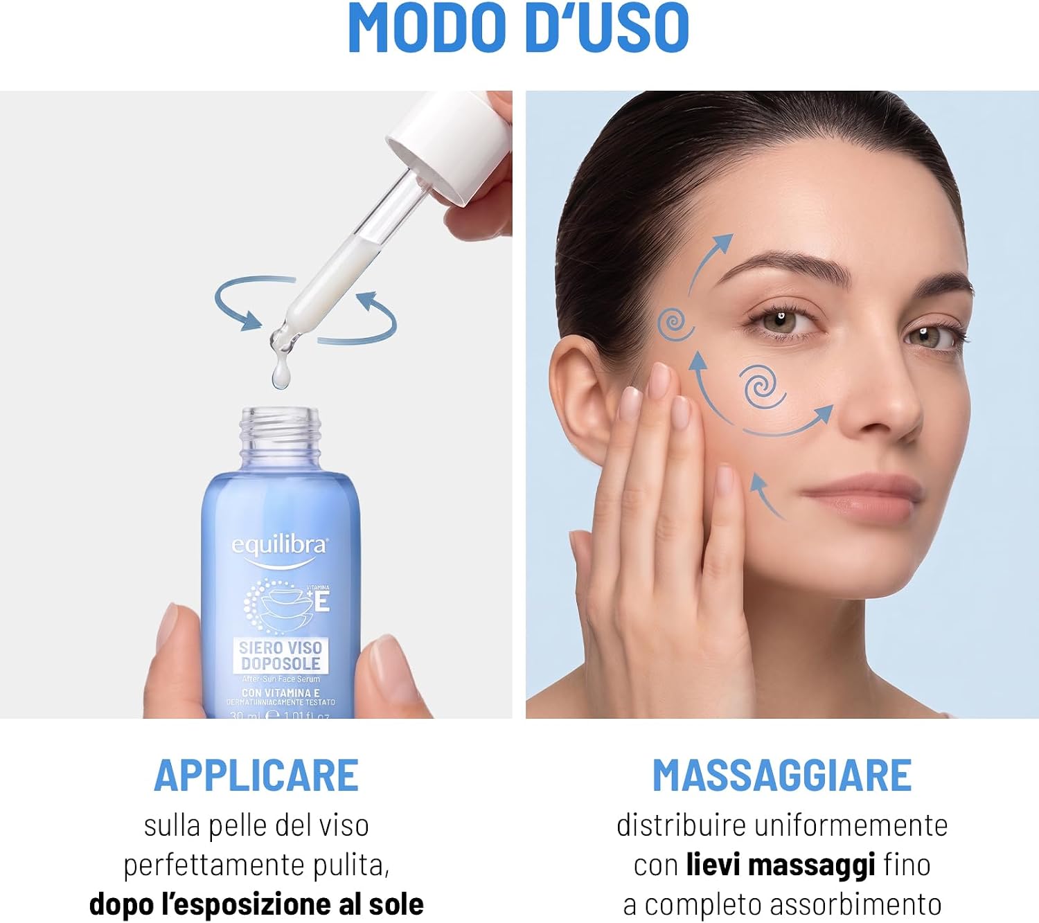 Detalle de Equilibra Siero Viso Doposole 30 ml – Aloe Vera 40%, Vitamina E e Olio di Mandorle Dolci
