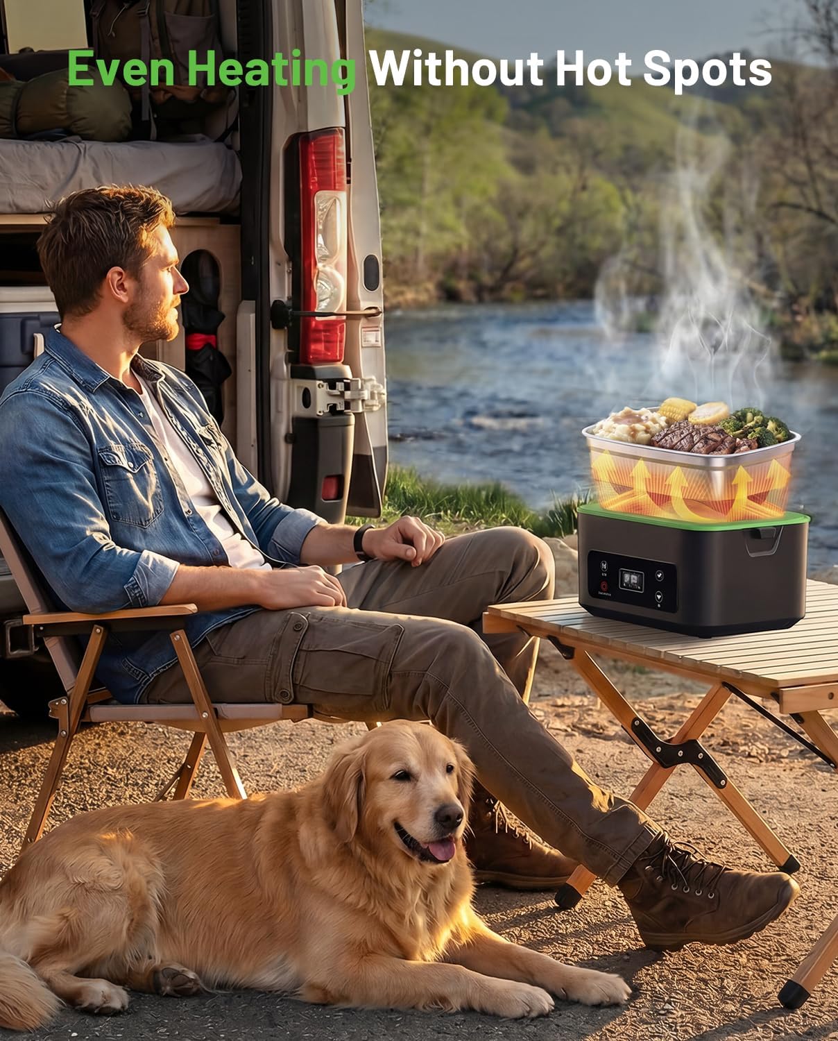 Detalle de TaskStar Heated Lunch Box: 100W Cordless Portable Warmer with 1.2L Leakproof Design