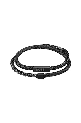 Detalle de BOSS Jewellery Bracelet for Men Collection BLENDED – Stainless Steel & Leather