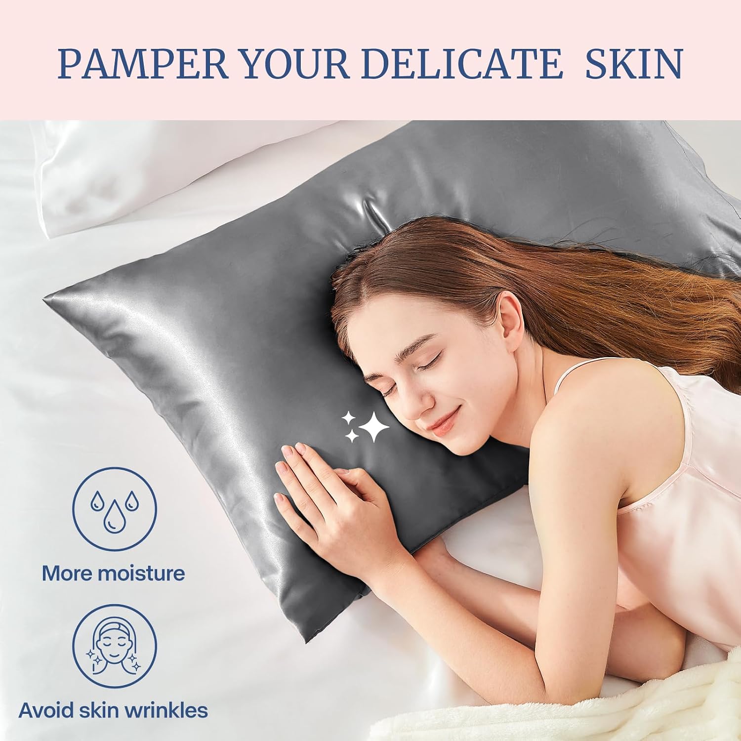 Detalle de BEDELITE Satin Pillowcase Queen 20"x30"