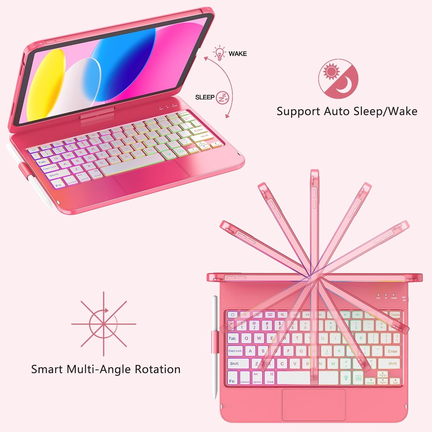 Thumbnail 6 de FUWANG Touch Keyboard Case for iPad (A16) 11th Gen & 10th Gen 10.9" with 360° Rotating Backlit Keyboard and Multi-Touch Trackpad