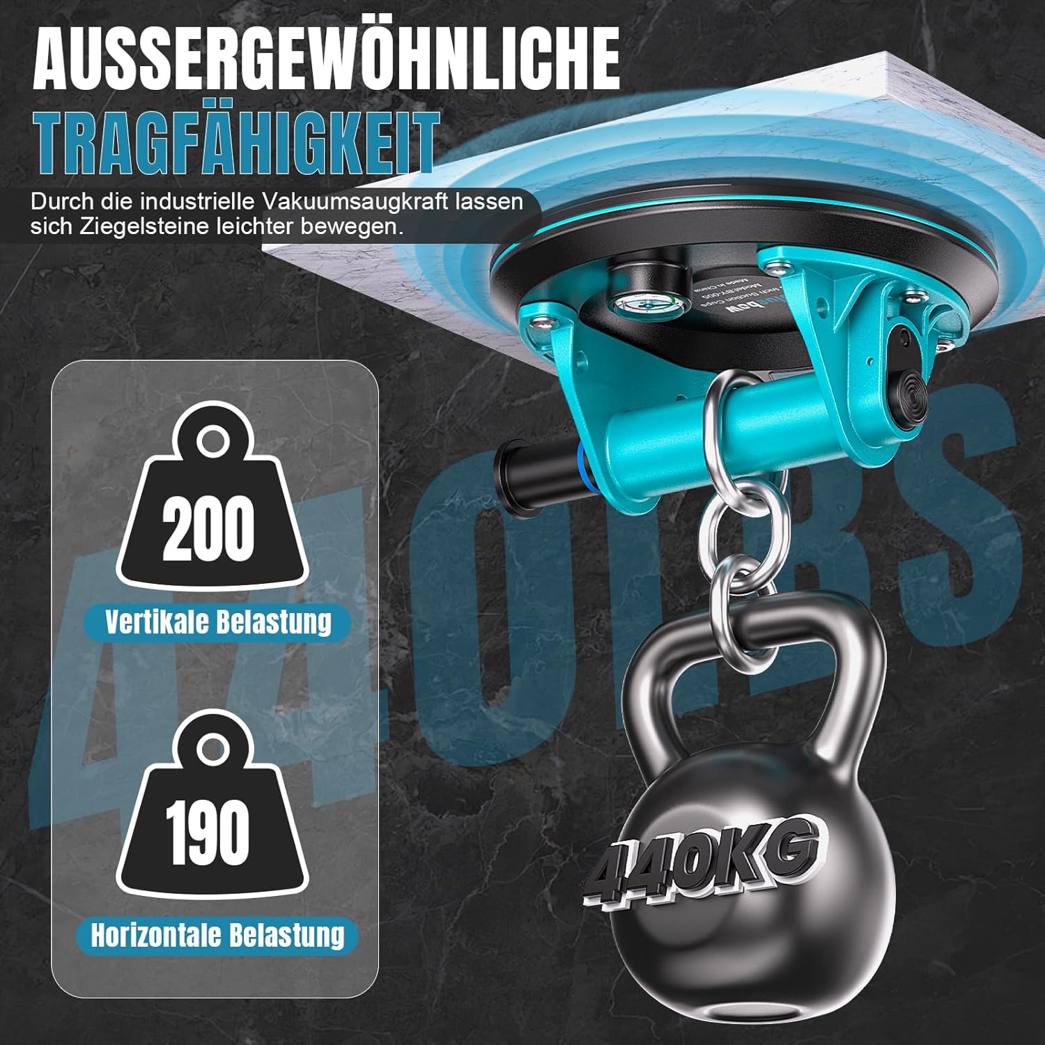 Thumbnail 1 de Saugheber Fliesen – 2er-Set Saugnapf mit Manometer, Tragkraft bis 200 kg pro Saugnapf