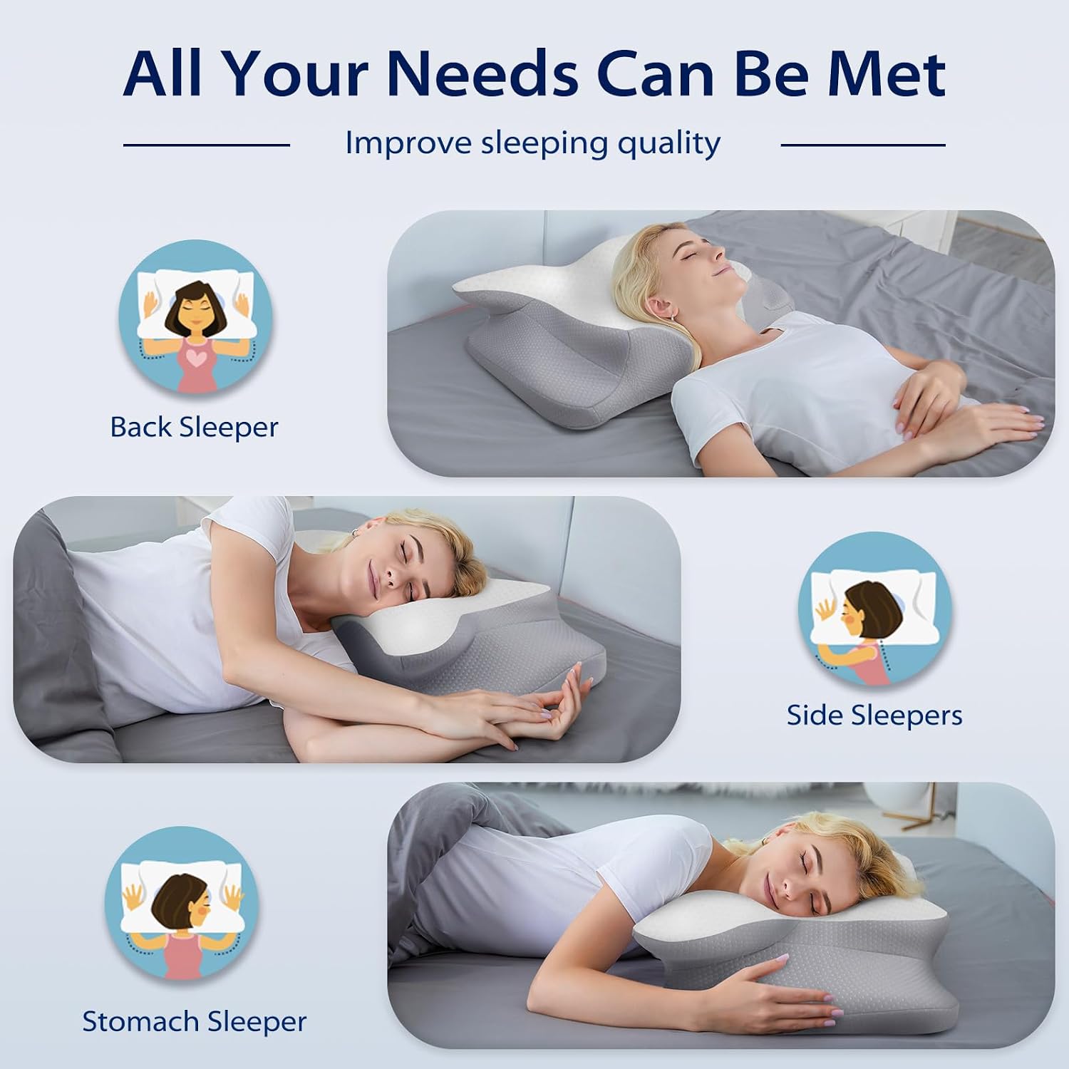 Thumbnail 3 de HOMCA PL12 Cervical Pillow with Memory Foam and Breathable Pillowcase