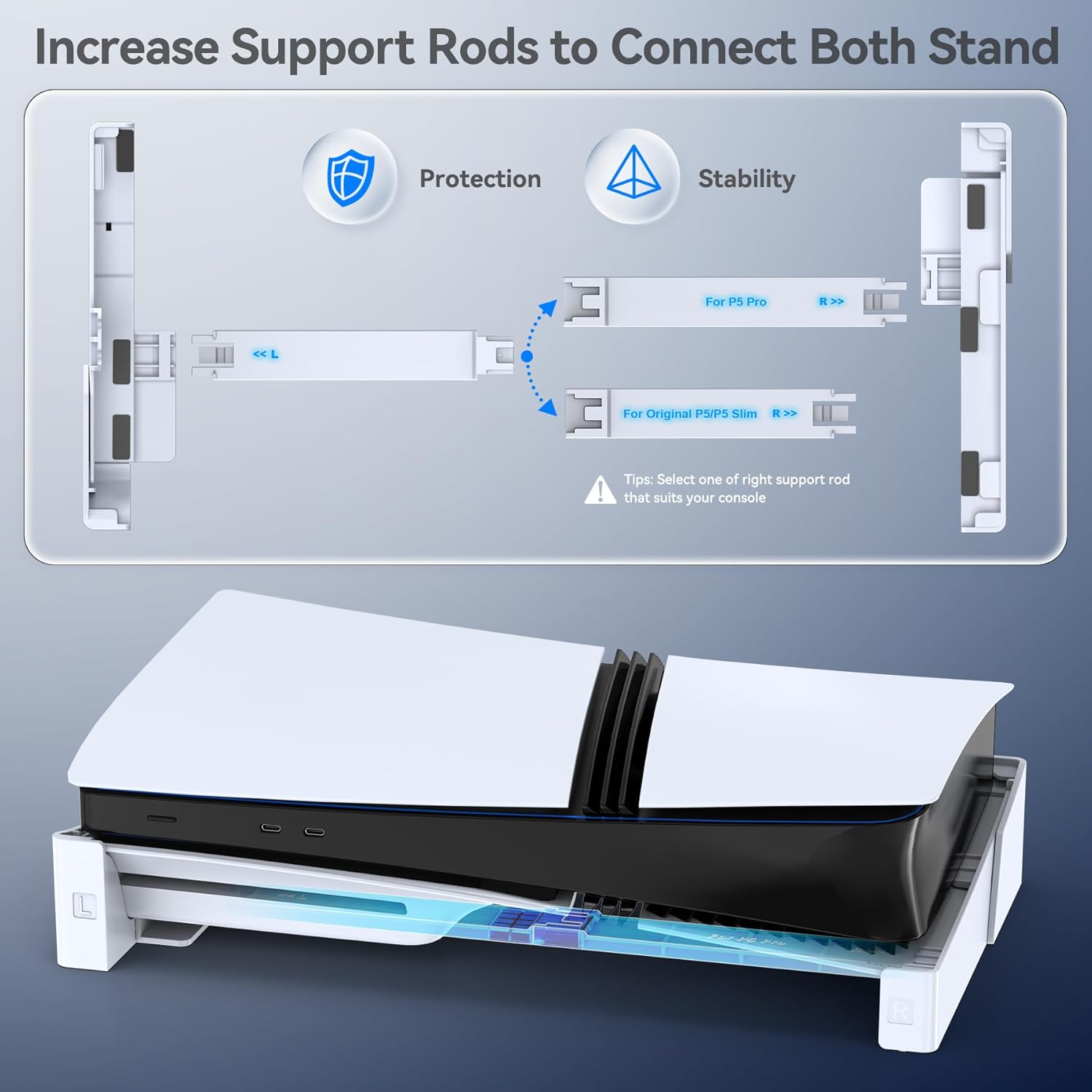 Thumbnail 2 de OIVO PS5 Horizontal Stand with Upgraded Support Rods