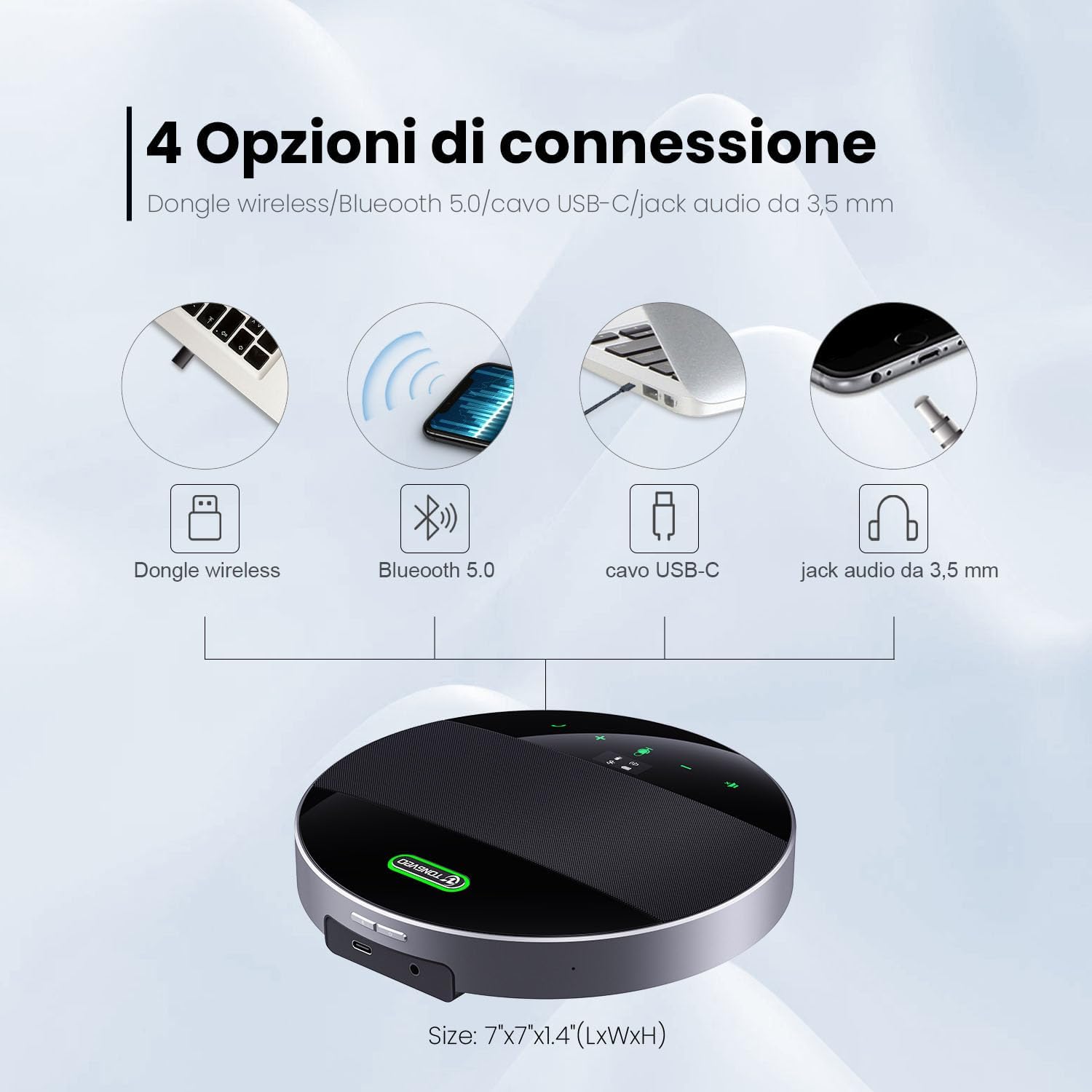 Detalle 2 de TONGVEO KI-Autotracking Konferenzraum-Kamera-System mit Bluetooth-Freisprechmikrofon, 1080p/60 fps und 3x optischem Zoom