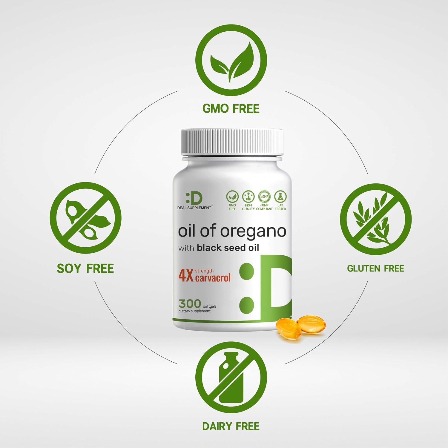 Detalle de DEAL Supplement Oregano Oil Softgels 300 Count