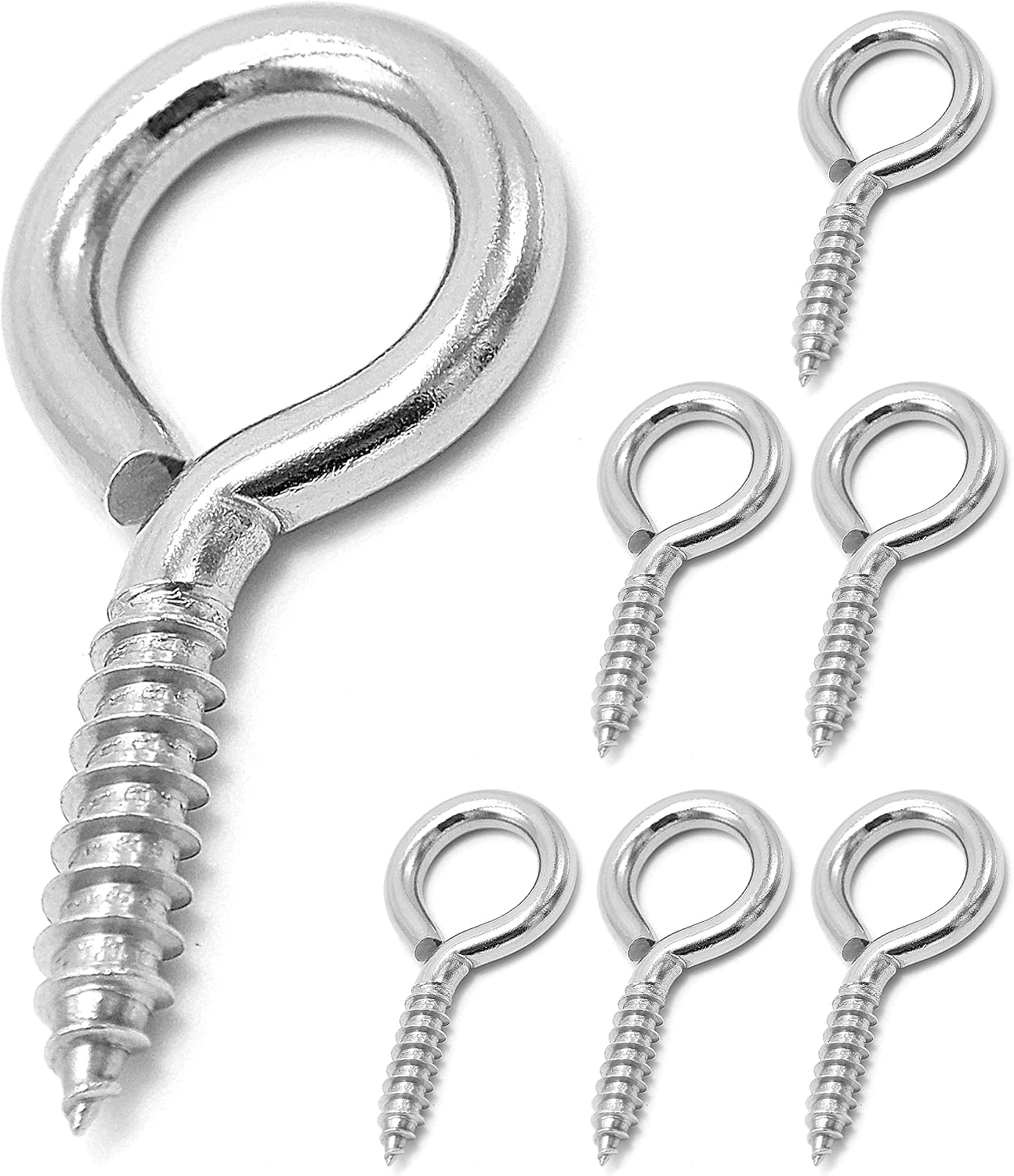 ZUSFUL 6 Stück M6 304 Edelstahl Schraubenöse Haken – Heavy Duty Öse Schraubenhaken, 2-1/2 Zoll, Tragfähigkeit 200 lb