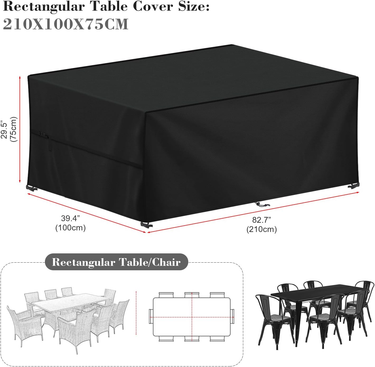 Thumbnail 1 de LAMUNI Funda Impermeable para Mesa de Jardín Rectangular ☔