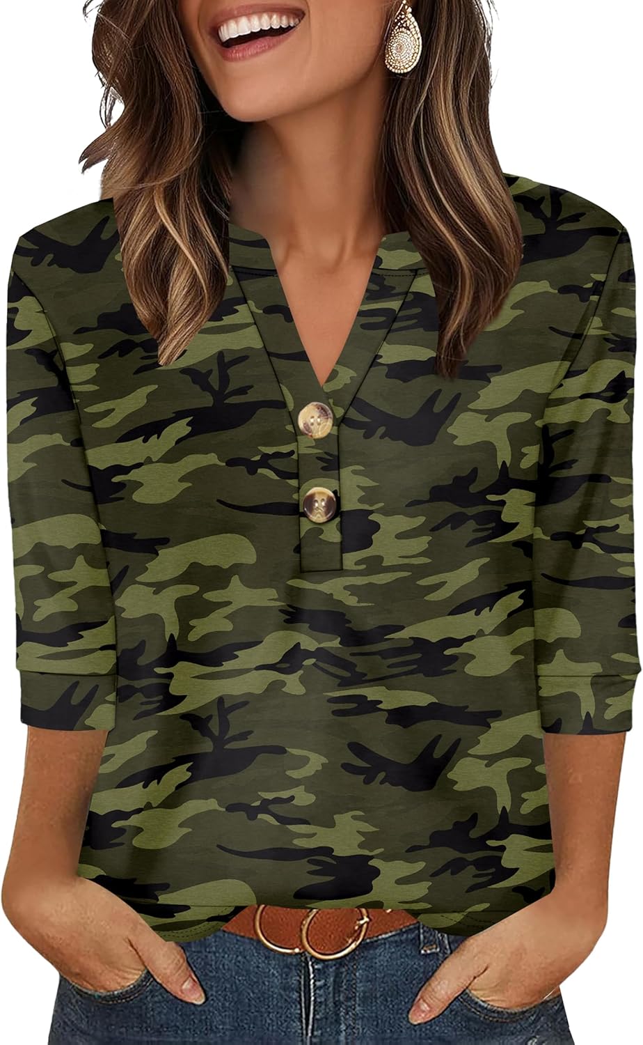 Thumbnail 6 de Aokosor Women’s 3/4 Sleeve V-Neck Tunic Top