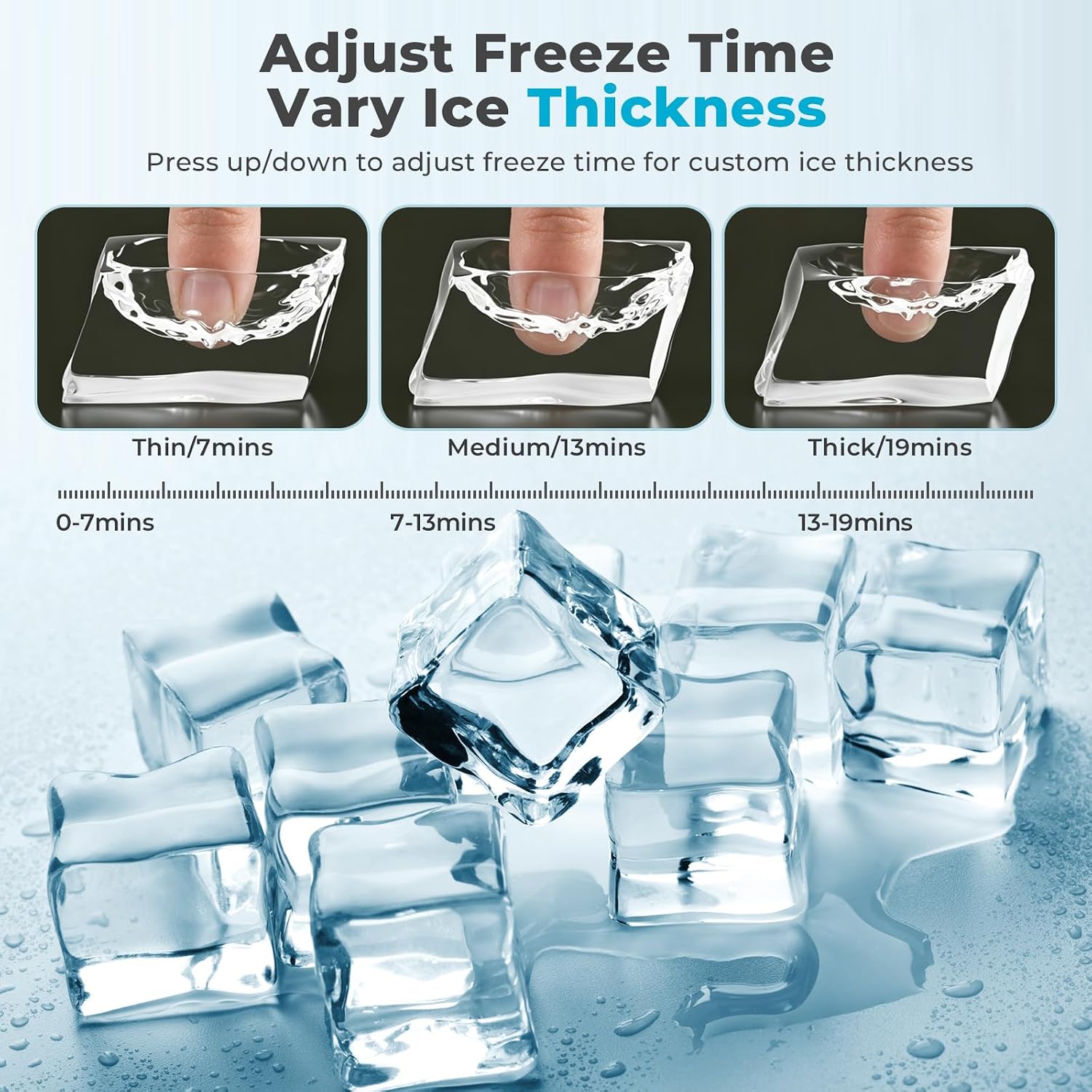 Thumbnail 2 de Electactic HZB-12F Countertop Ice Maker, Adjustable Square Ice, 26 lb Daily Output