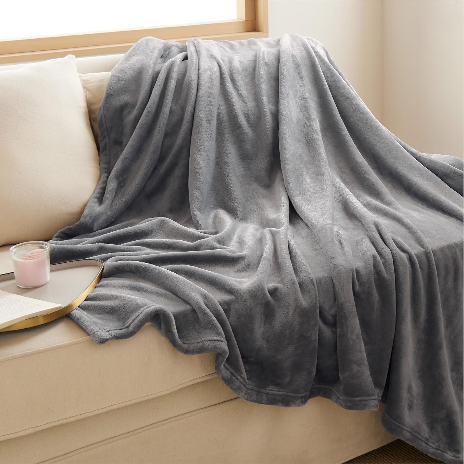Thumbnail 1 de Bedsure Fleece Throw Blanket for Bed (Silver Grey) – 150x200 cm