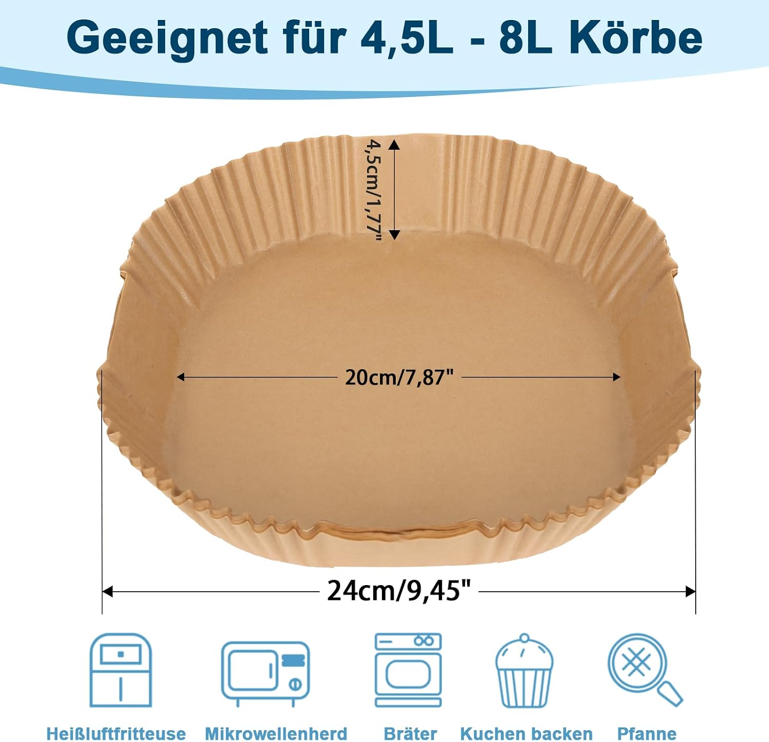 Detalle 2 de Stone TH Backpapier 20–24 cm für Airfryer (100 Stück) 🧾