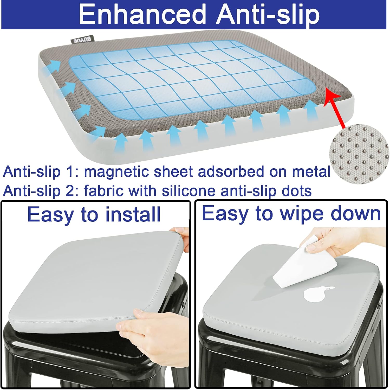 Thumbnail 4 de BUYUE Enhanced Magnetic Bar Stool Cushions 11"