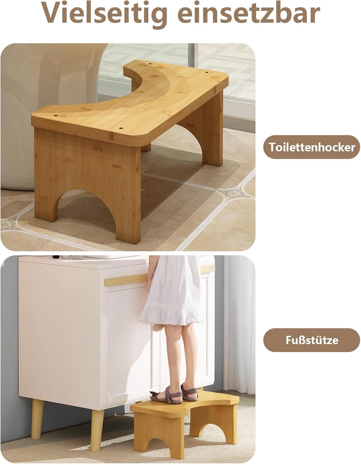 Thumbnail 5 de SeiriHelper Toilettenhocker aus Bambusholz – ergonomischer Klohocker für bequemeren Sitz im Bad