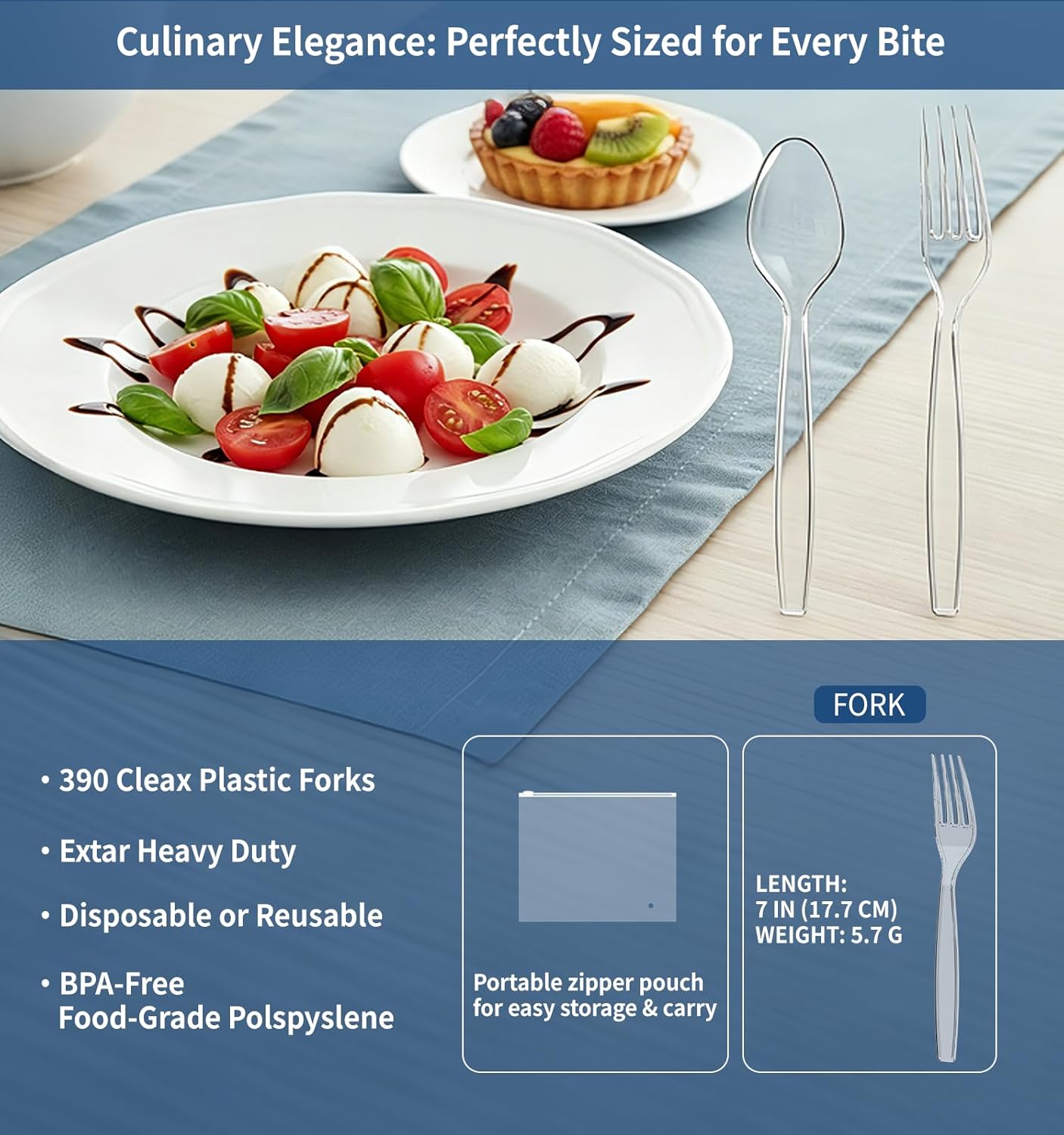 Thumbnail 2 de Voatree 390 Count Heavy Duty Clear Plastic Forks – 7 Inch, BPA-Free, Heat Resistant, Crystal Clear, Bulk