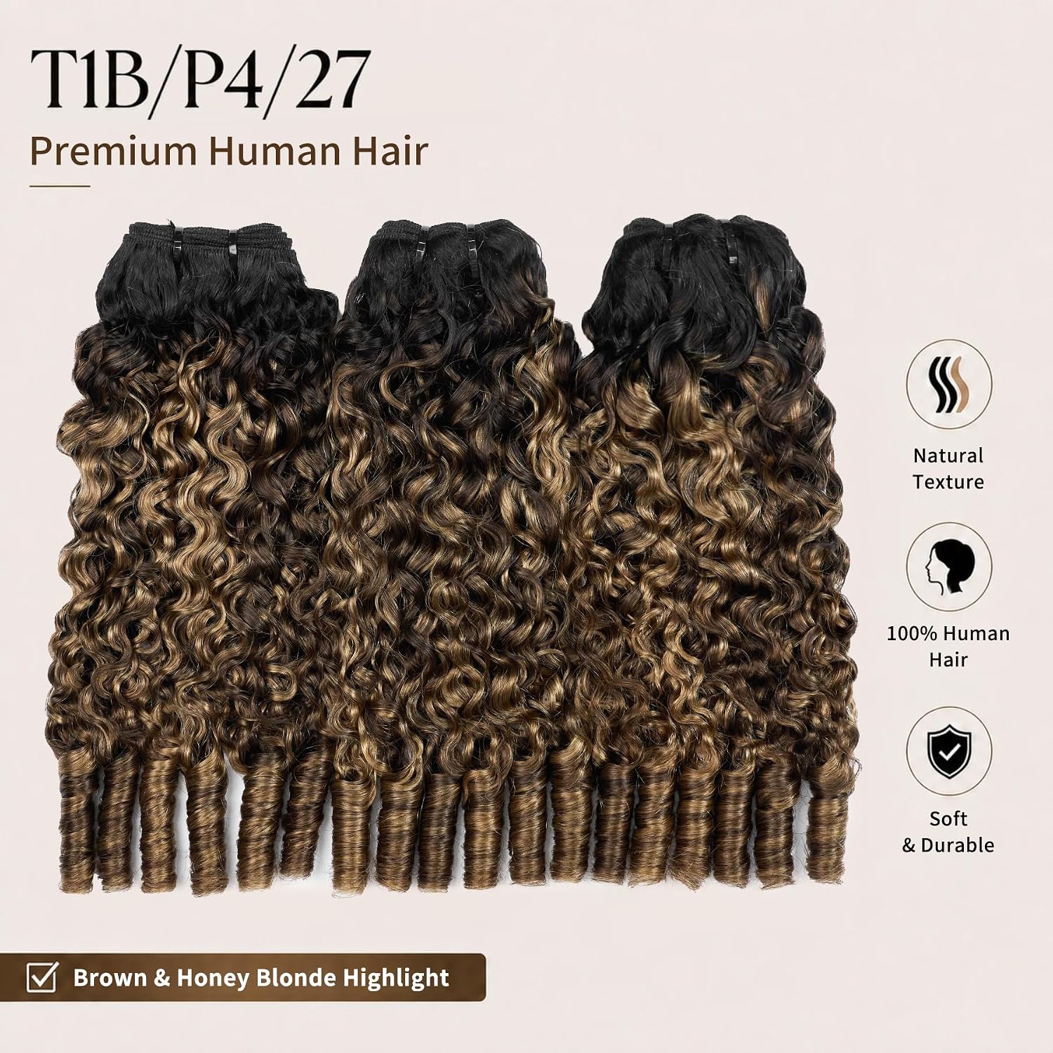 Detalle de ASHINE Burmese curly hair bundles 300g