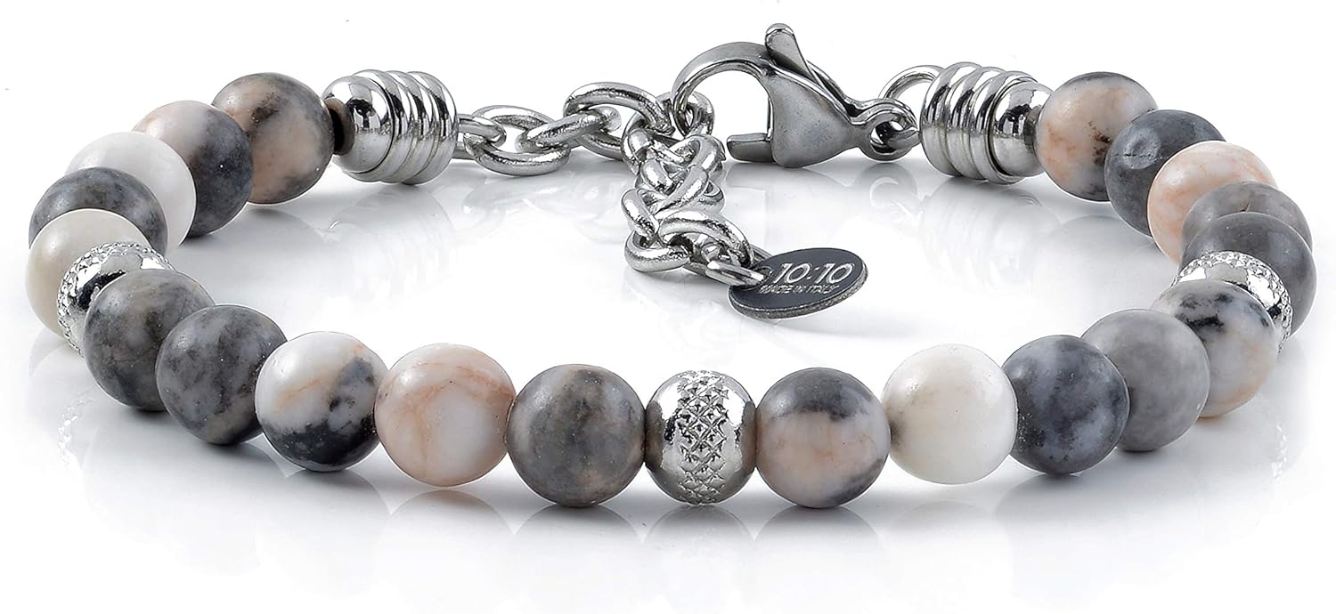 Detalle 2 de 10:10 Bracciale diaspro 6 mm, beads acciaio