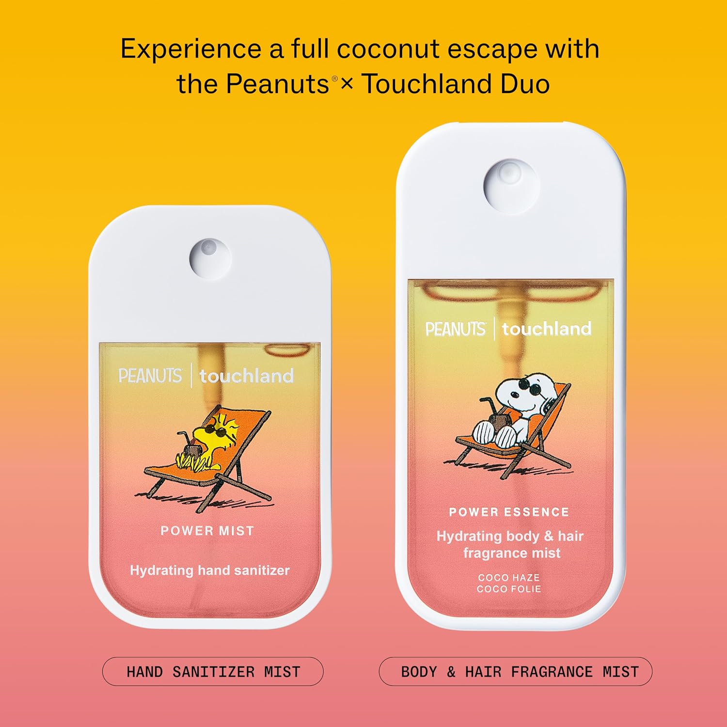 Detalle 2 de Touchland x Peanuts Beach Coco Hand Sanitizer Spray, 1 FL OZ Micro-Mist