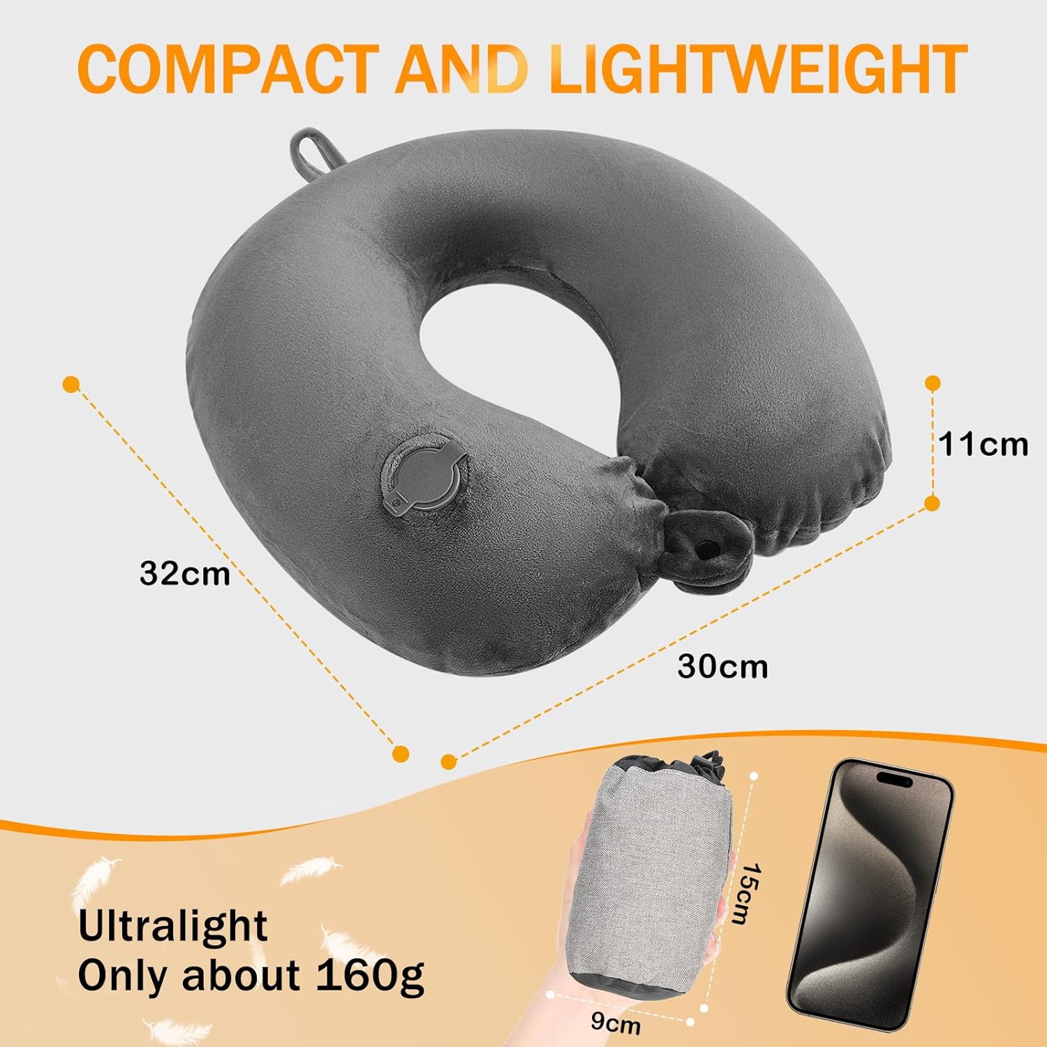 Thumbnail 6 de JetsCush Inflatable Neck Pillow for Travel: Compact, Lightweight Companion with Eye Mask & Earplugs
