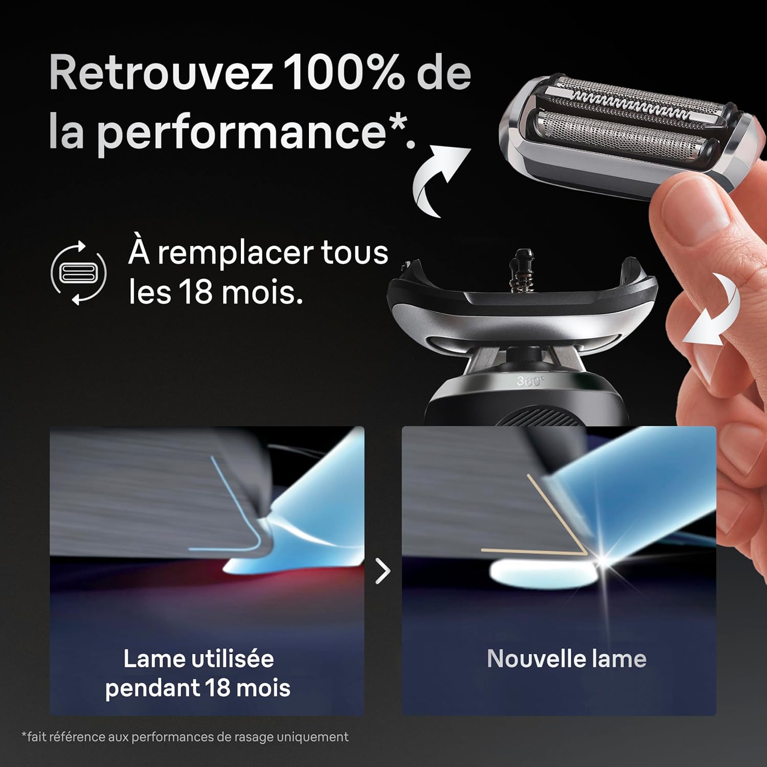 Thumbnail 3 de Tête de rasoir électrique Braun Series 7 74S (origine) argent — grille SkinFlex 360° et 3 lames flexibles