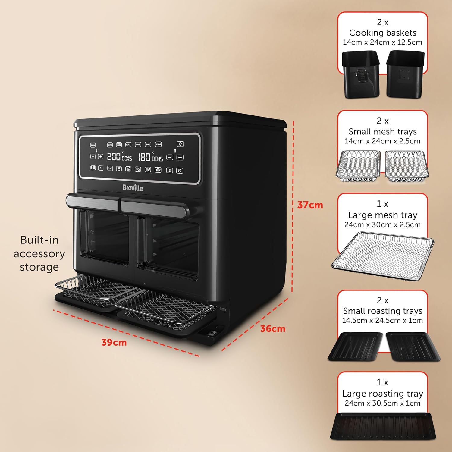Thumbnail 6 de Breville Halo Flexi VDF138 11L digital air fryer oven
