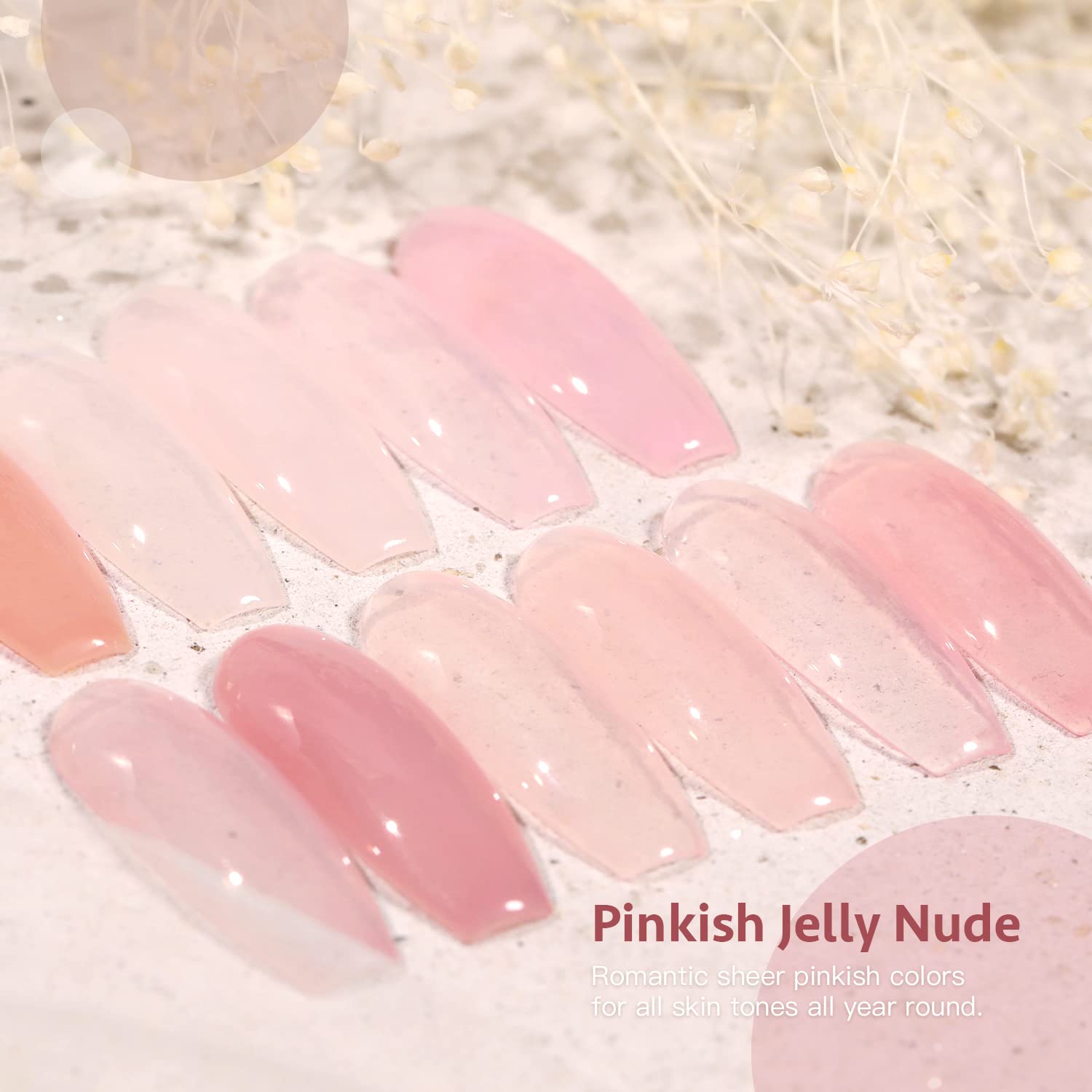Thumbnail 5 de GAOY Jelly Nude Pink Gel Nail Polish Set 6-pack 💅