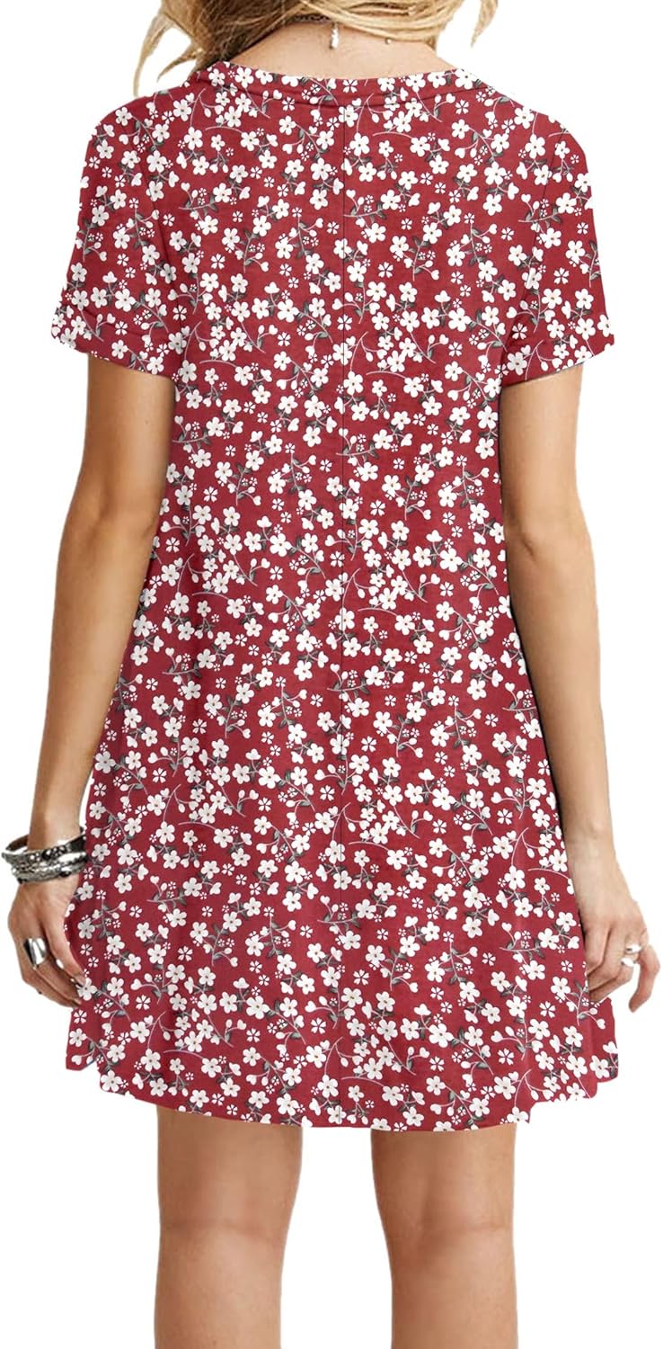 Detalle de MOLORANI Robe d'été pour Femme – Robe t-shirt décontractée, manches courtes, plage et bureau