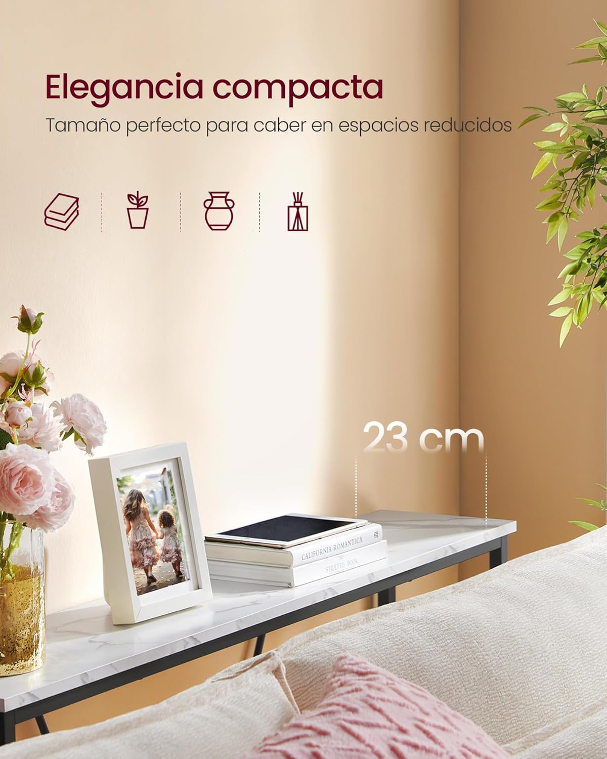 Thumbnail 3 de VASAGLE Mesa de Consola delgada, blanca y negra 🖤