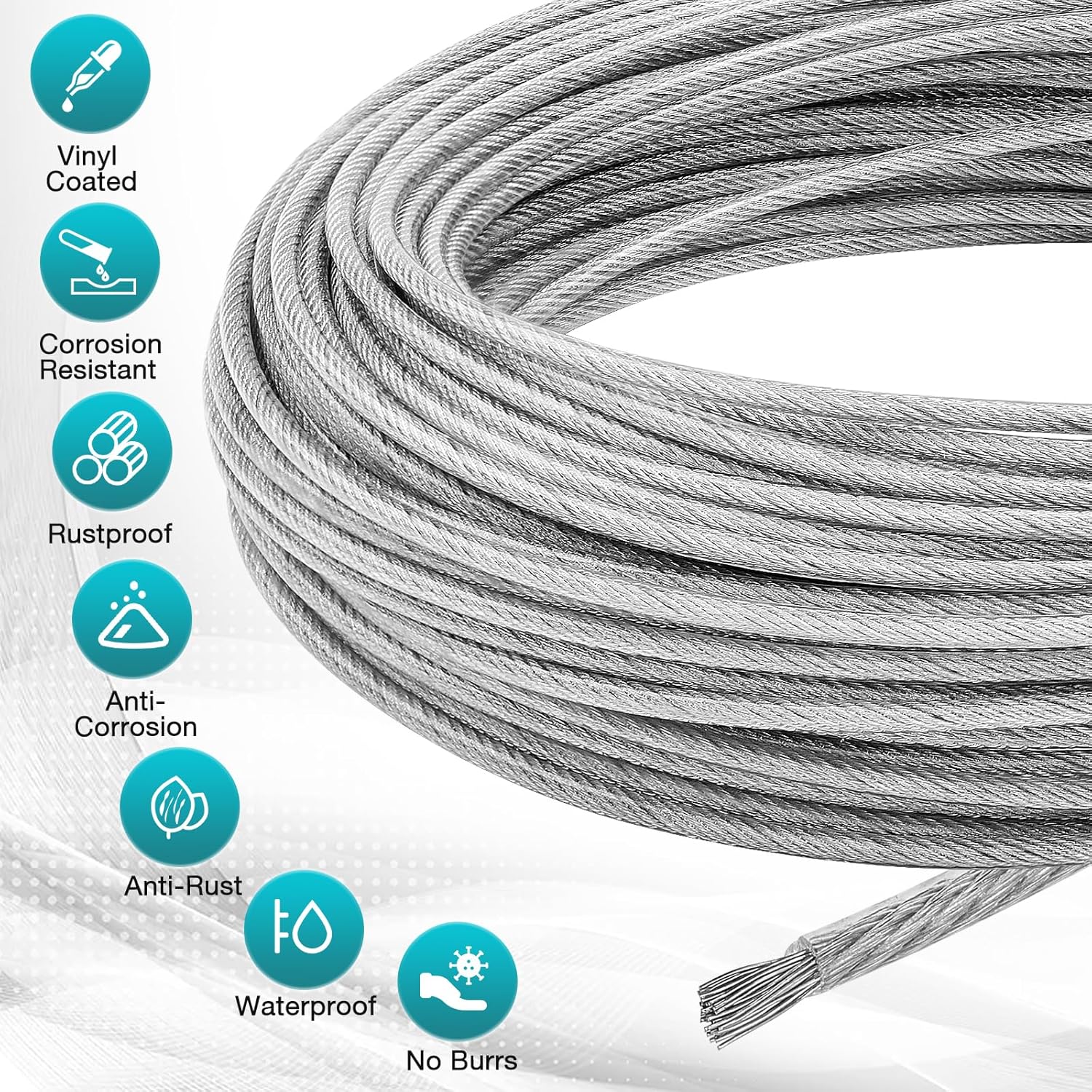 Thumbnail 3 de DIYLAND 3mm Stainless Steel Wire Rope Cable, 35m Garden Wire with Turnbuckles Kit