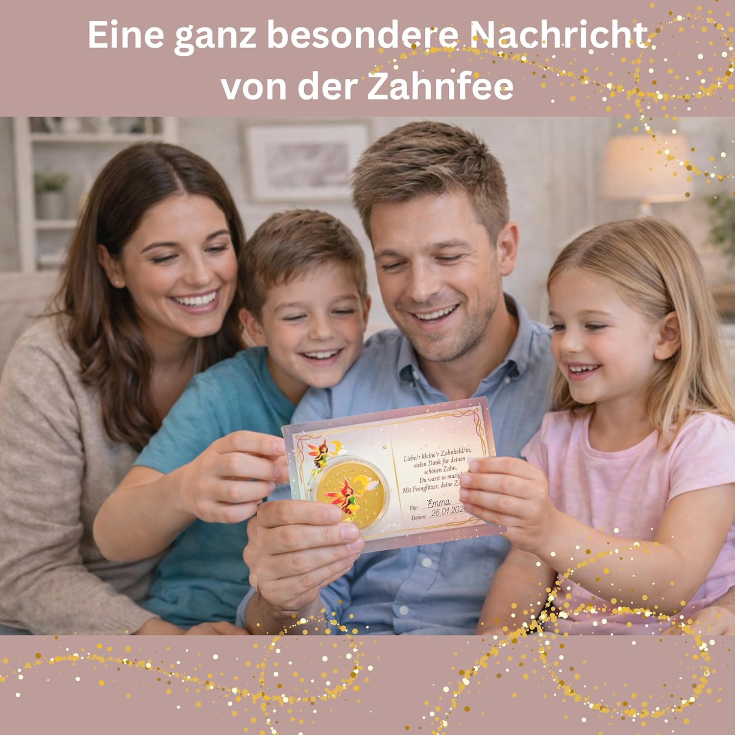 Detalle de insi Kinderzahndose für Milchzähne – personalisierbare Aufbewahrungsbox mit Geschenkbox, Lupe und Zahnfee-Brief