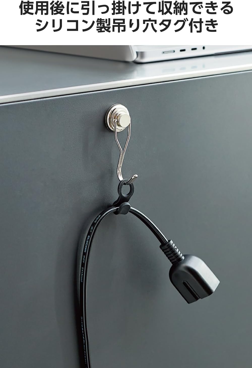 Detalle 1 de エレコム ECT-4210BK 電源延長コード 1m・1口、極性対応、ほこり防止シャッター付き