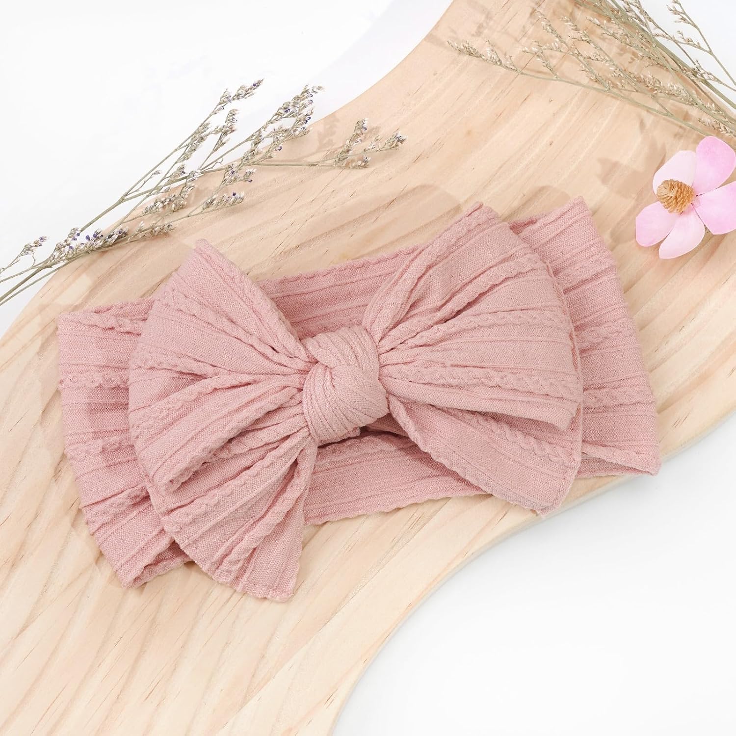 Detalle de CÉLLOT 6-Piece Baby Nylon Bow Headbands, Double-Layer Bows, Classic Pink Series
