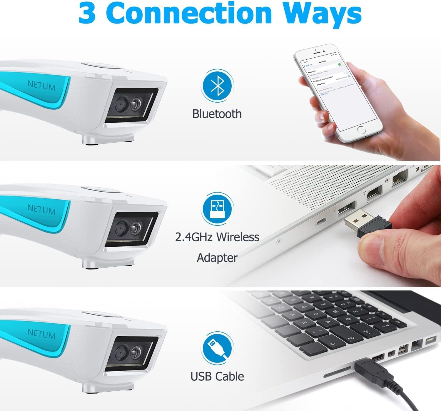 Thumbnail 2 de NETUM C850 Mini lecteur de codes‑barres 3 en 1 1200 mAh