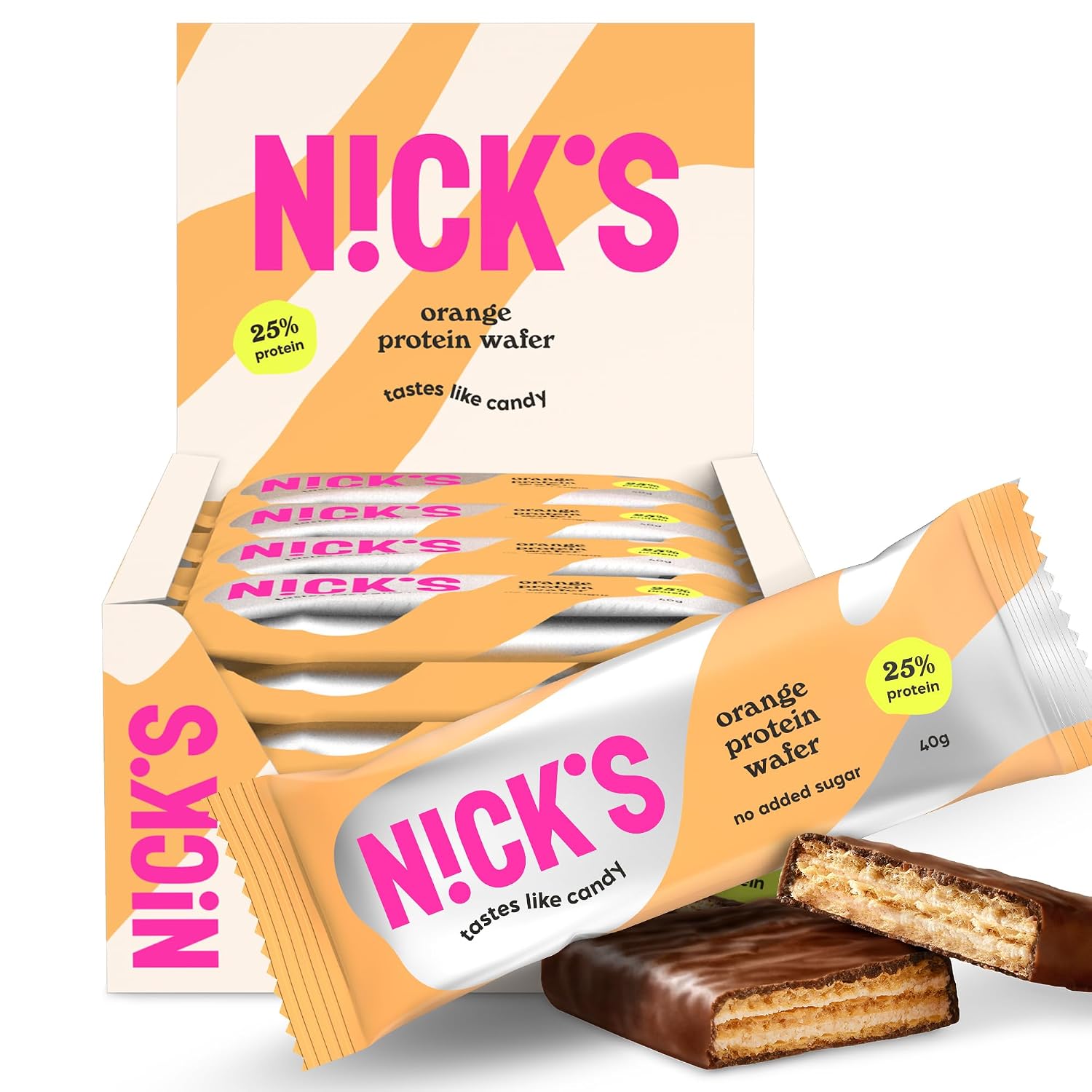 Detalle de NICKS Protein Wafer Riegel Orange 25% Eiweiß