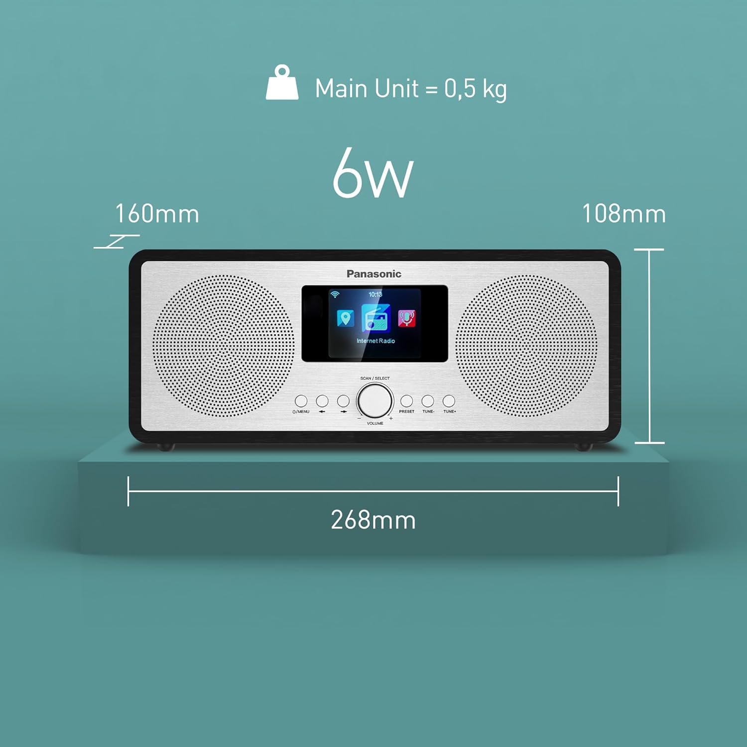 Thumbnail 6 de Panasonic RF-D40EG-K : radio Internet, DAB+/FM, Bluetooth et Wi‑Fi avec télécommande et écran couleur